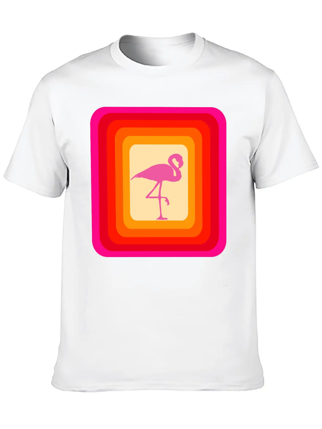 Reto Style Flamingo Unisex Short Sleeve Soft Cotton T-Shirt – Casual Everyday Wear