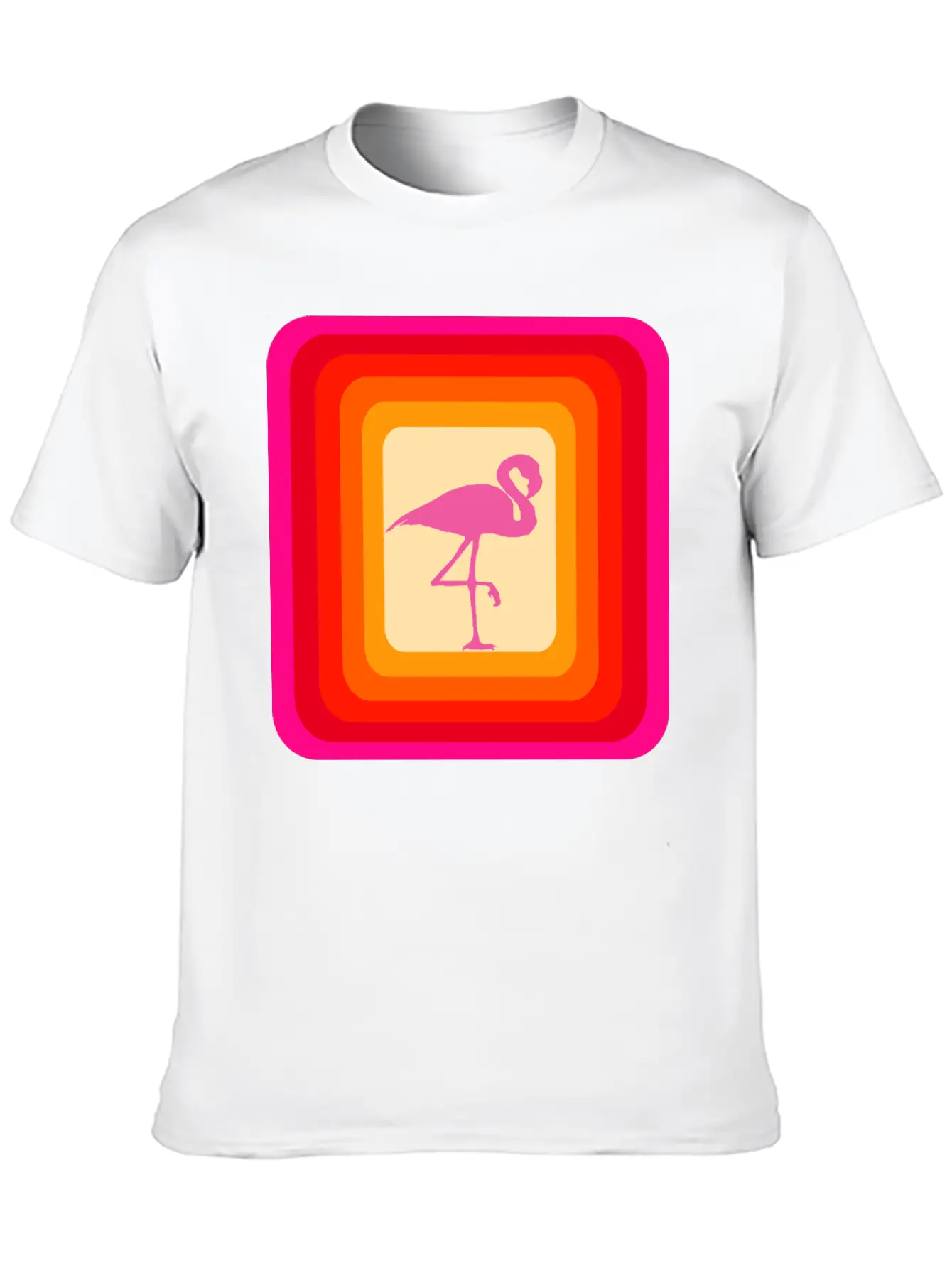 Reto Style Flamingo Unisex Short Sleeve Soft Cotton T-Shirt – Casual Everyday Wear