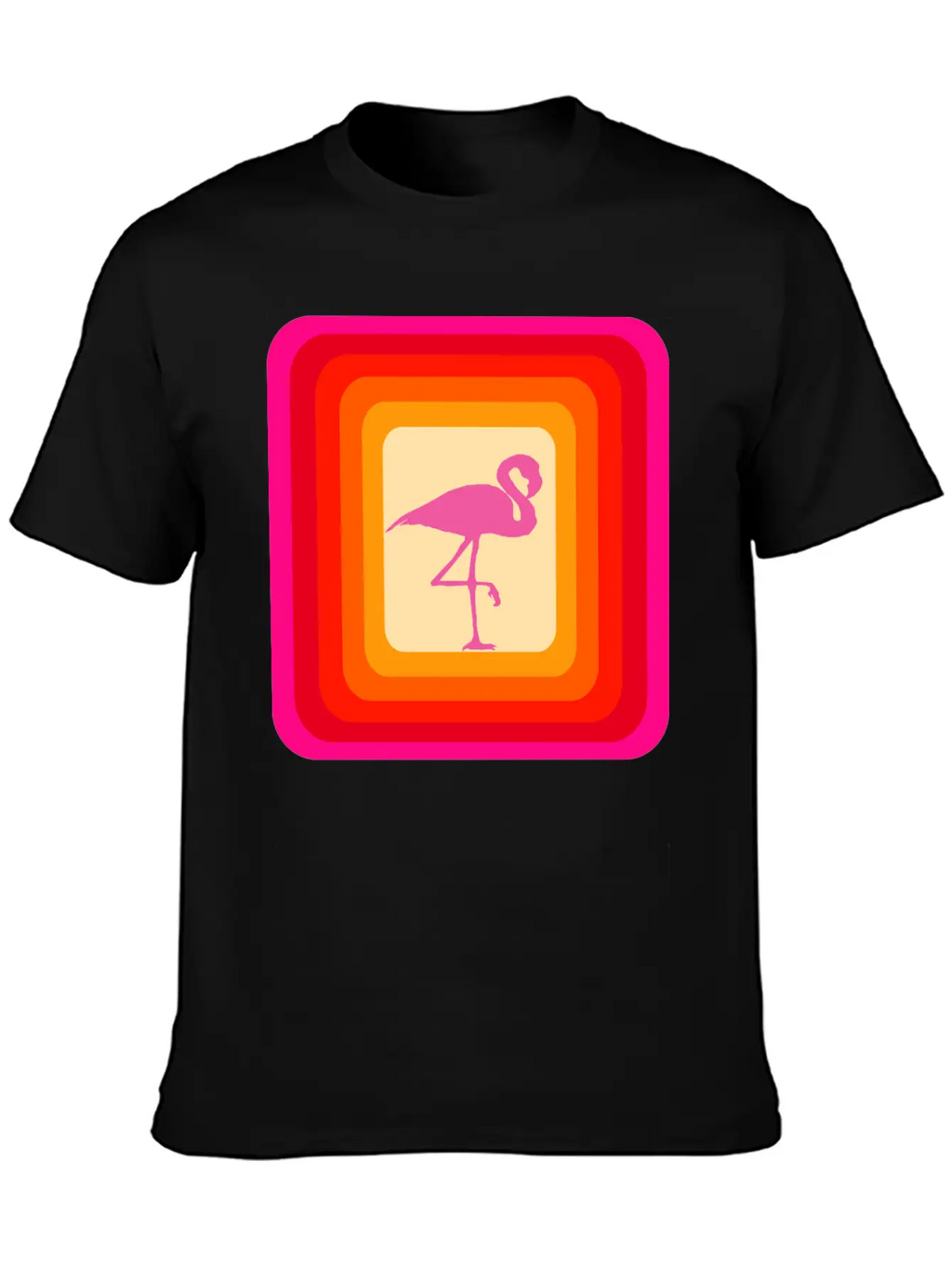Reto Style Flamingo Unisex Short Sleeve Soft Cotton T-Shirt – Casual Everyday Wear
