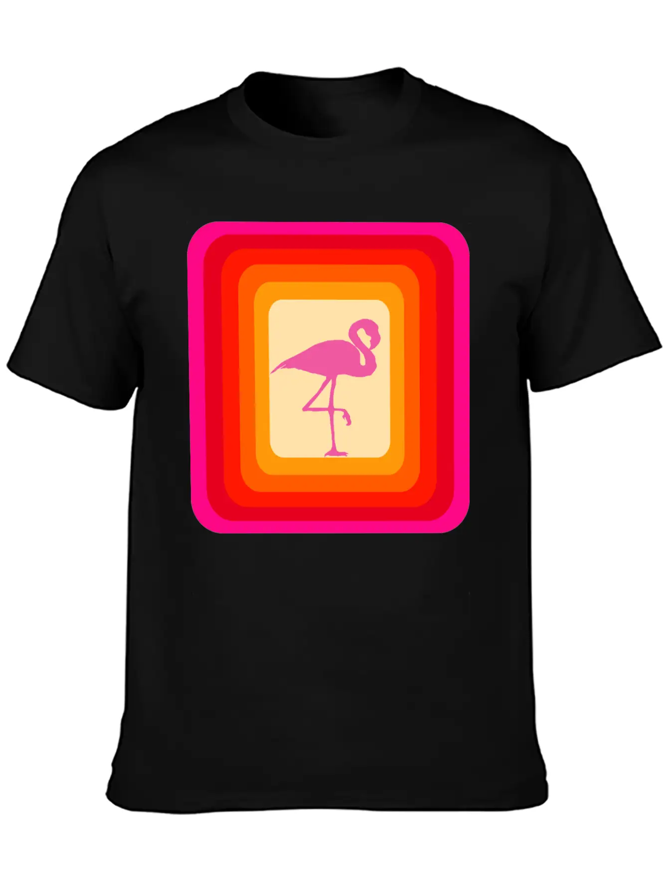 Reto Style Flamingo Unisex Short Sleeve Soft Cotton T-Shirt – Casual Everyday Wear