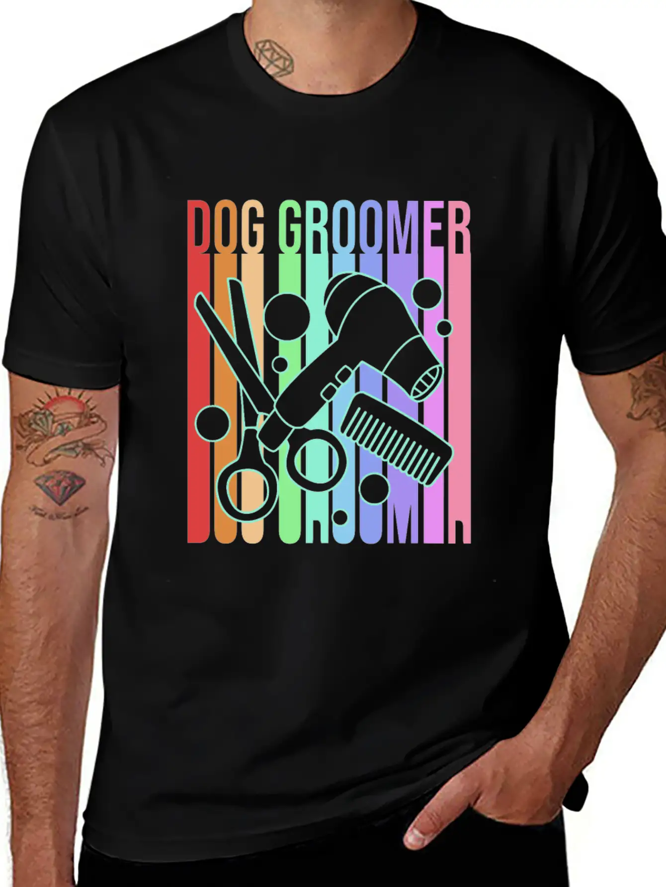 Retro 80s Pet Grooming Dog Groomer Classic Fit Graphic Tee For Daily Comfort – Unisex Cotton Shirt