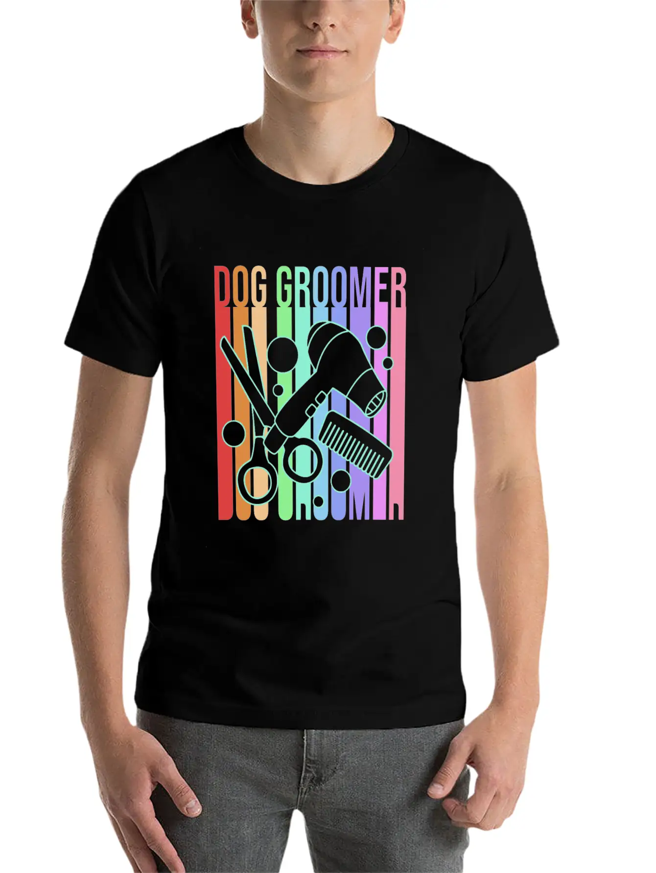 Retro 80s Pet Grooming Dog Groomer Classic Fit Graphic Tee For Daily Comfort – Unisex Cotton Shirt
