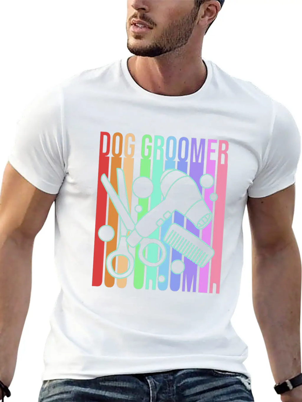 Retro 80s Pet Grooming Dog Groomer Classic Fit Graphic Tee For Daily Comfort – Unisex Cotton Shirt