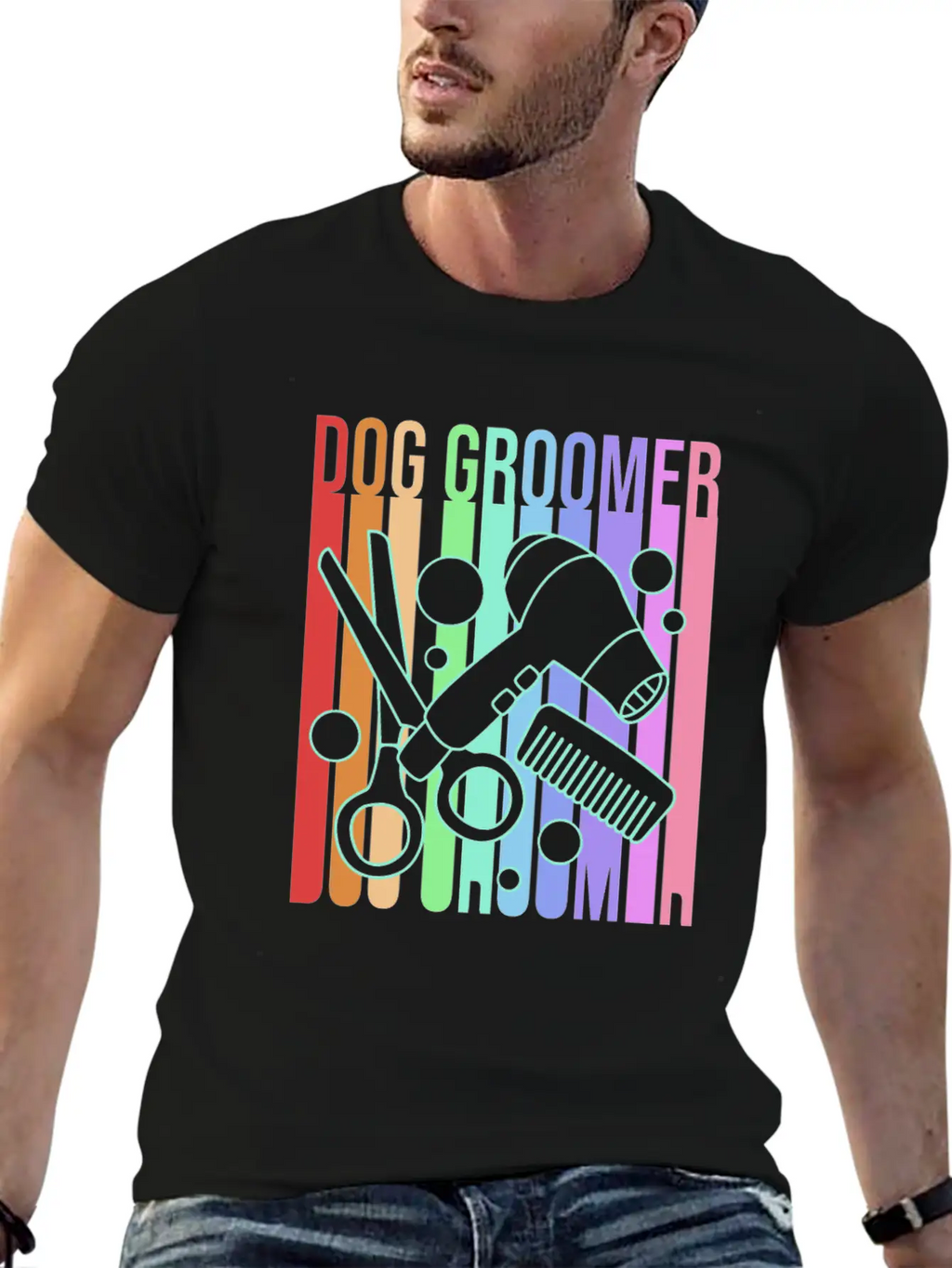 Retro 80s Pet Grooming Dog Groomer Classic Fit Graphic Tee For Daily Comfort – Unisex Cotton Shirt