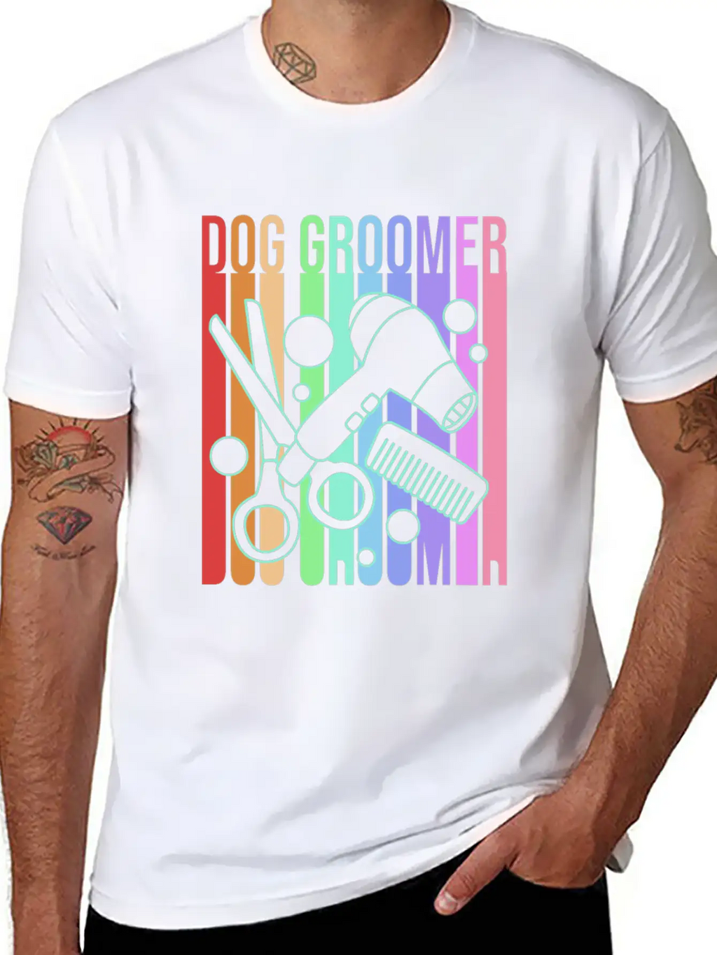 Retro 80s Pet Grooming Dog Groomer Classic Fit Graphic Tee For Daily Comfort – Unisex Cotton Shirt