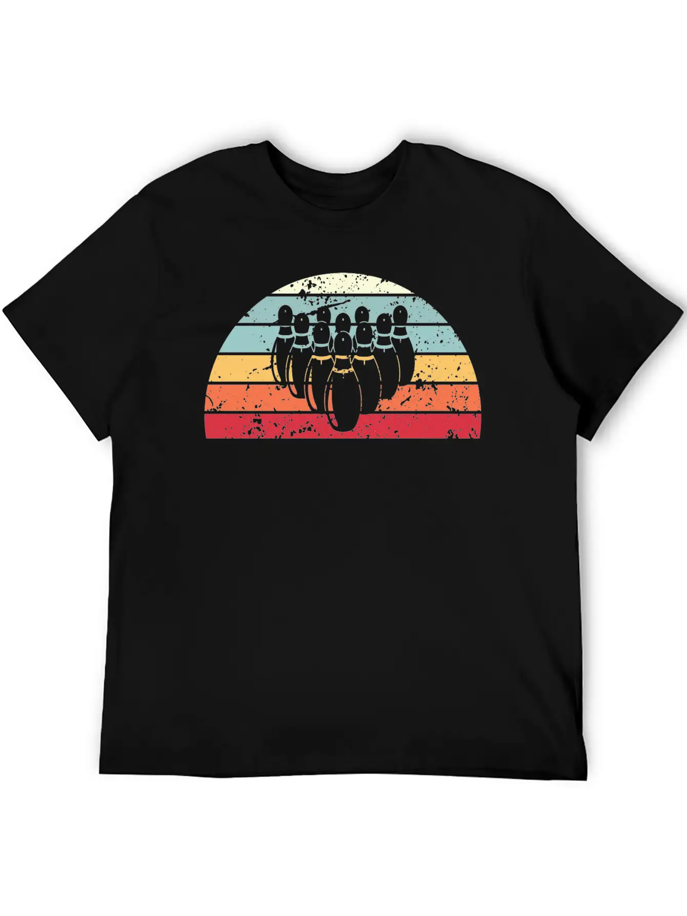 Retro Bowling Sunset Vintage Bowl Sunrise Stylish Everyday T-Shirt – Unisex Basic Cotton Tee