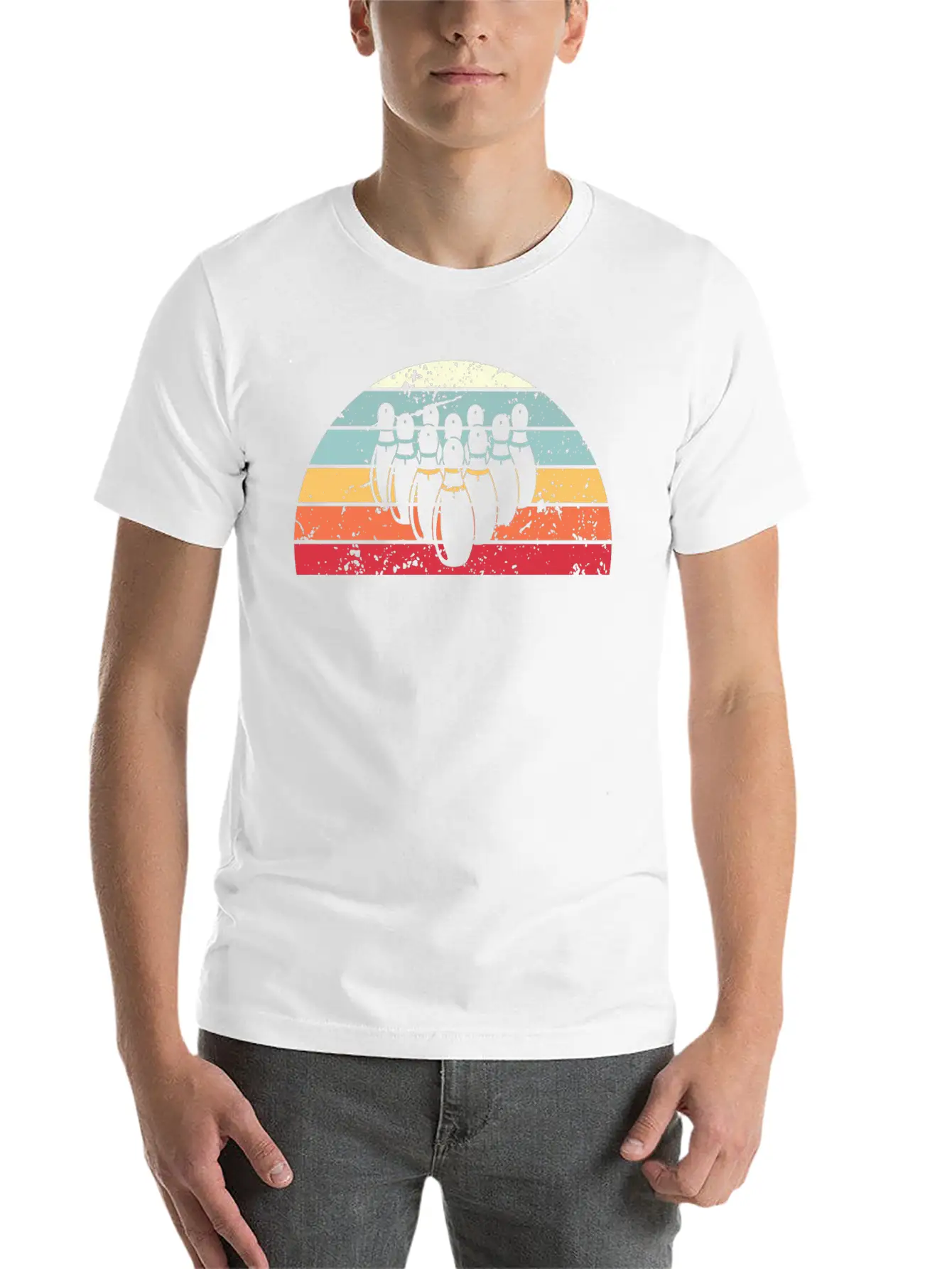 Retro Bowling Sunset Vintage Bowl Sunrise Stylish Everyday T-Shirt – Unisex Basic Cotton Tee
