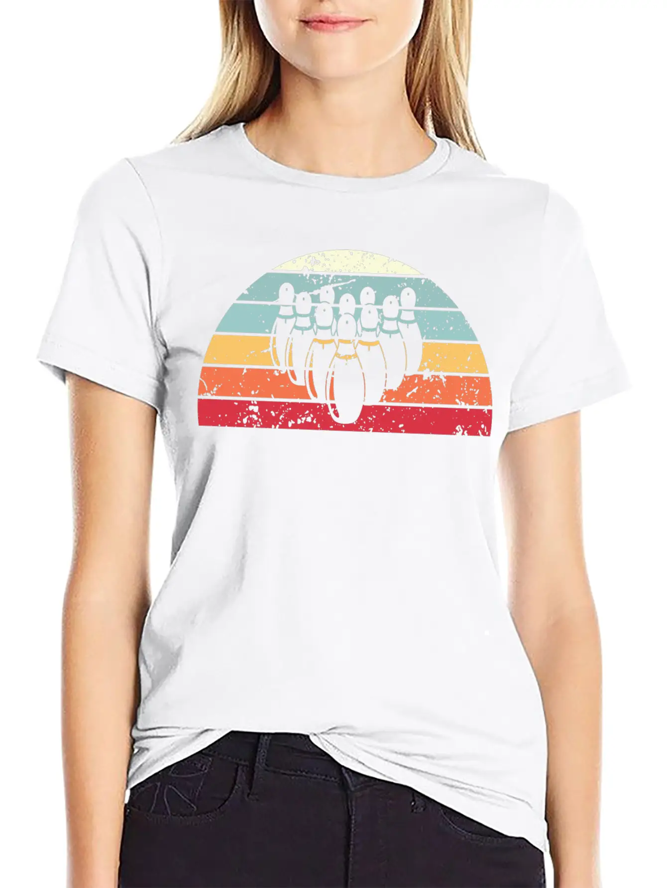 Retro Bowling Sunset Vintage Bowl Sunrise Stylish Everyday T-Shirt – Unisex Basic Cotton Tee