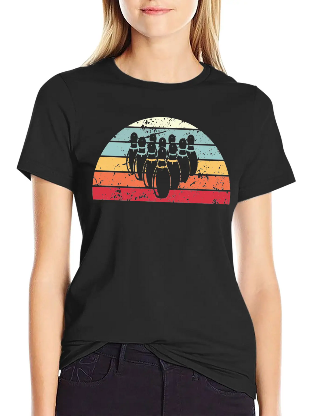 Retro Bowling Sunset Vintage Bowl Sunrise Stylish Everyday T-Shirt – Unisex Basic Cotton Tee