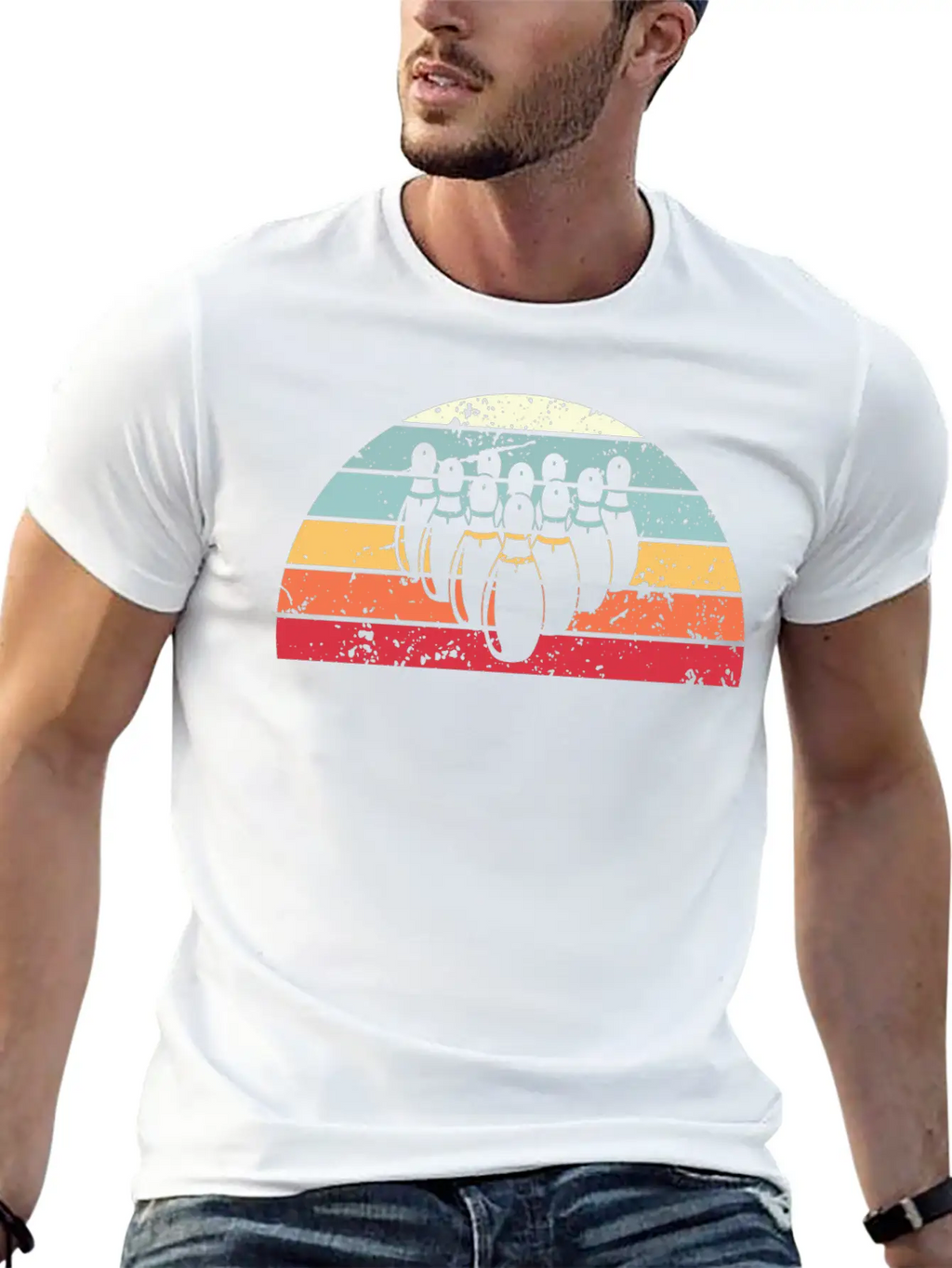 Retro Bowling Sunset Vintage Bowl Sunrise Stylish Everyday T-Shirt – Unisex Basic Cotton Tee