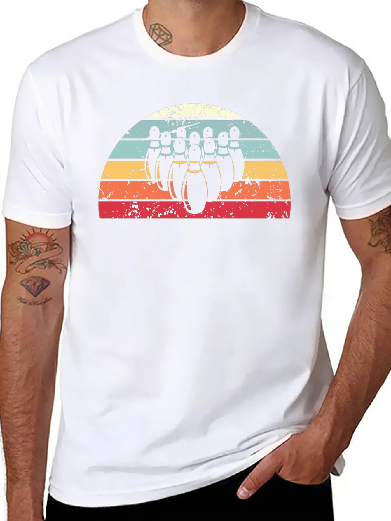 Retro Bowling Sunset Vintage Bowl Sunrise Stylish Everyday T-Shirt – Unisex Basic Cotton Tee