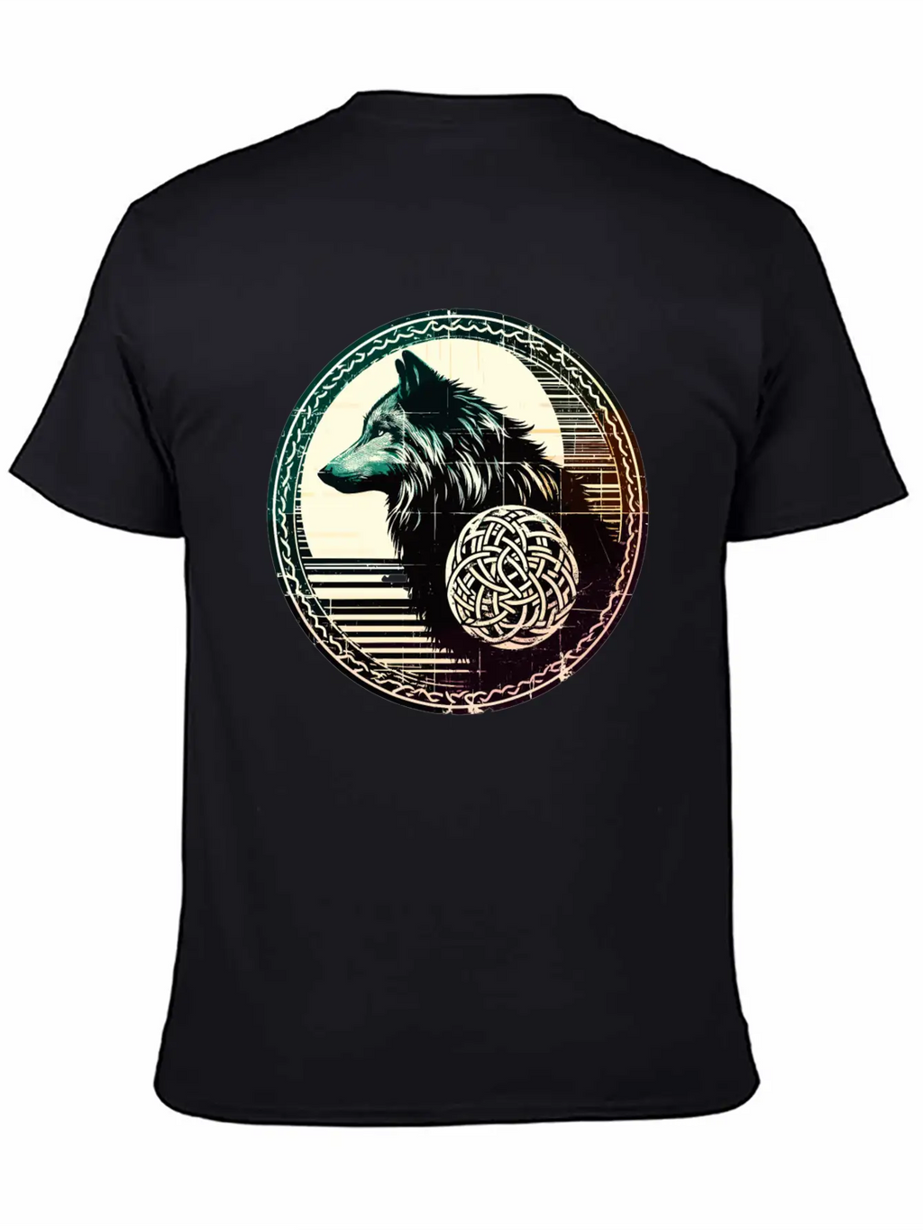 Retro Celtic Wolf Unisex Casual T-Shirt – Clean Design For Daily Comfort