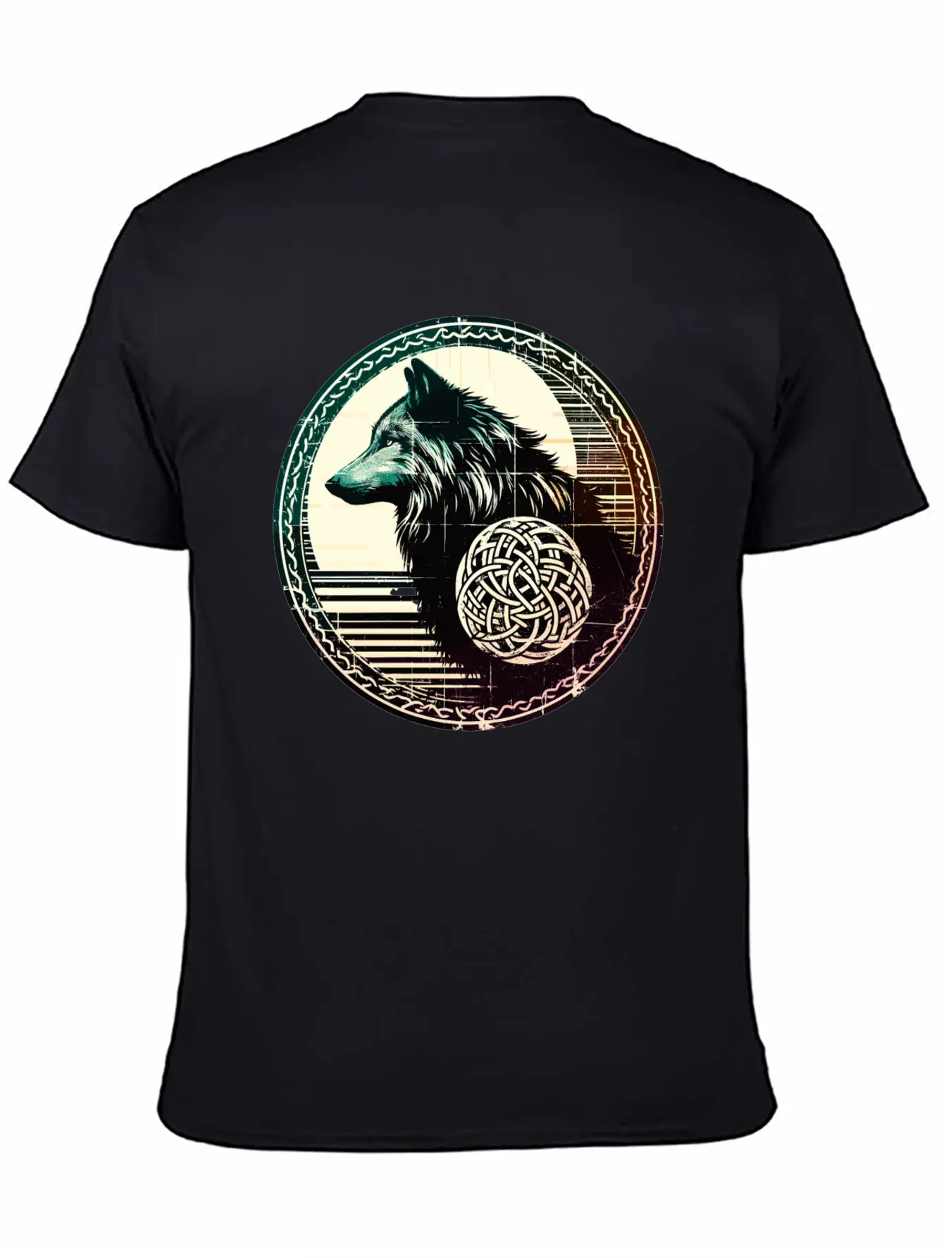 Retro Celtic Wolf Unisex Casual T-Shirt – Clean Design For Daily Comfort