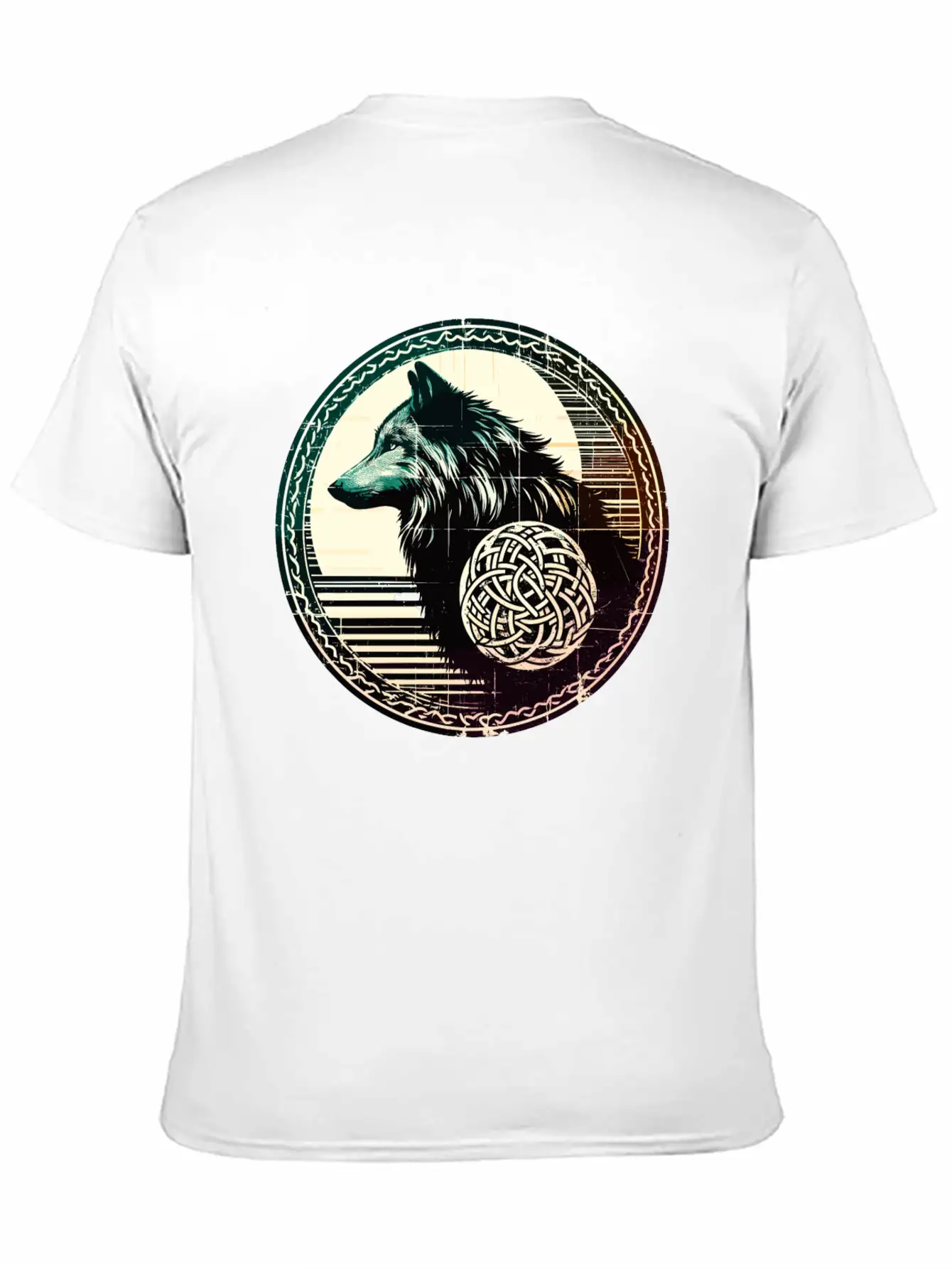 Retro Celtic Wolf Unisex Casual T-Shirt – Clean Design For Daily Comfort