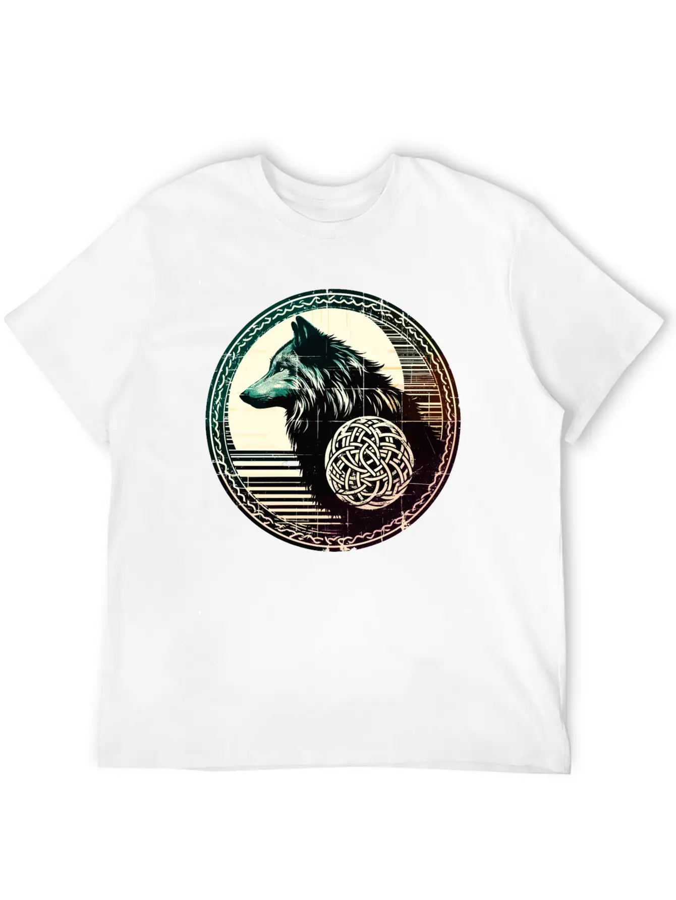 Retro Celtic Wolf Unisex Casual T-Shirt – Clean Design For Daily Comfort