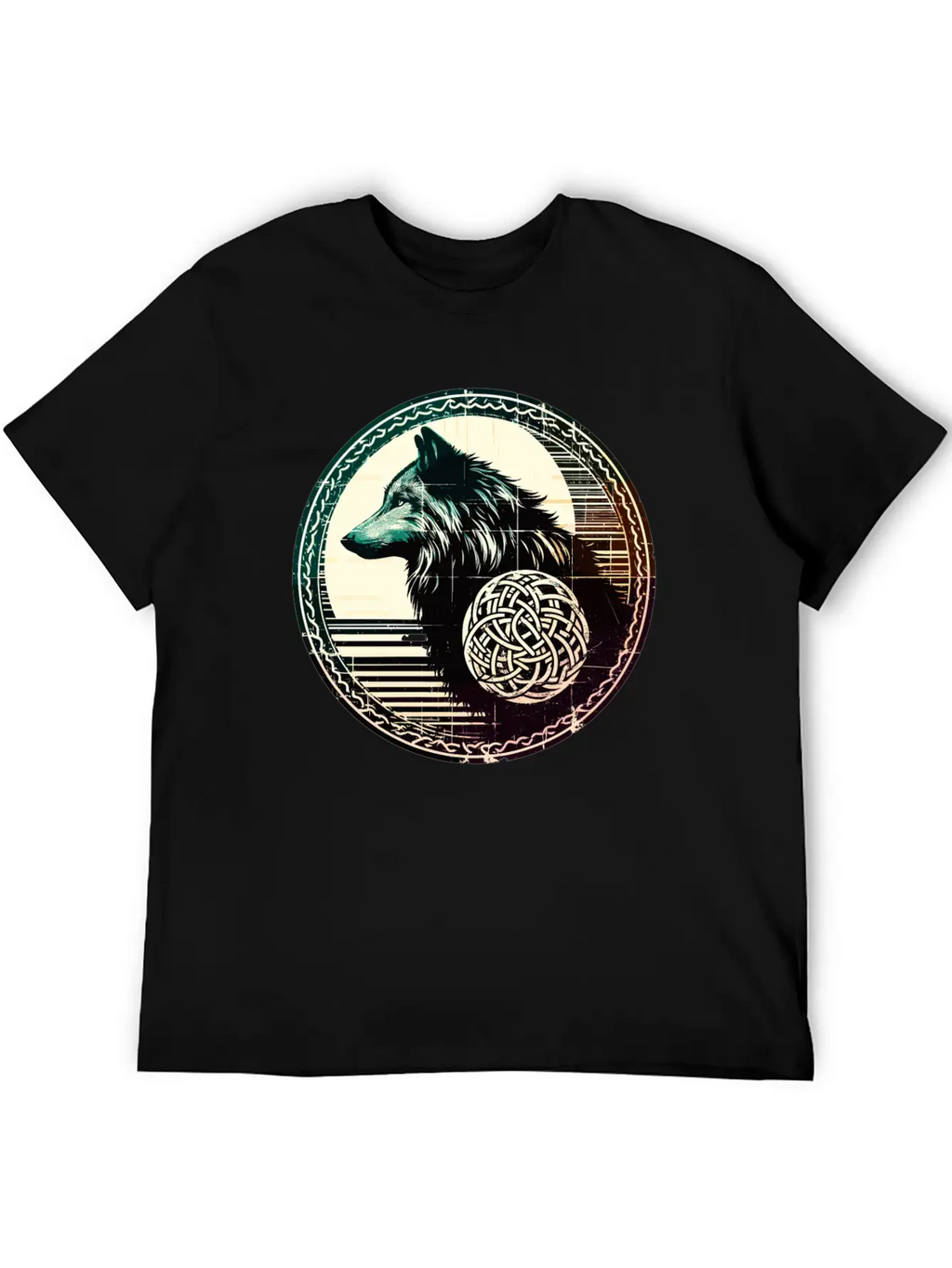 Retro Celtic Wolf Unisex Casual T-Shirt – Clean Design For Daily Comfort