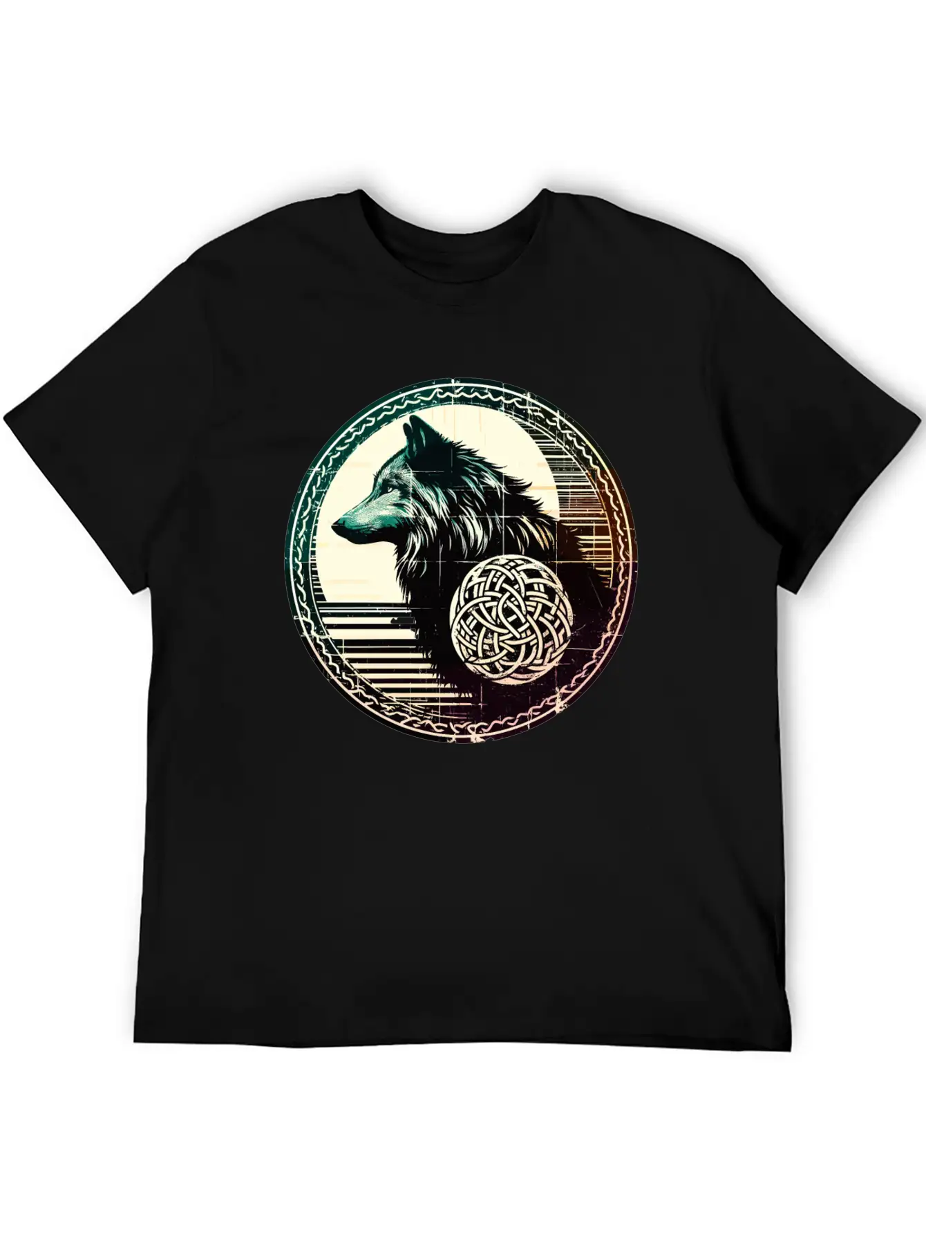 Retro Celtic Wolf Unisex Casual T-Shirt – Clean Design For Daily Comfort