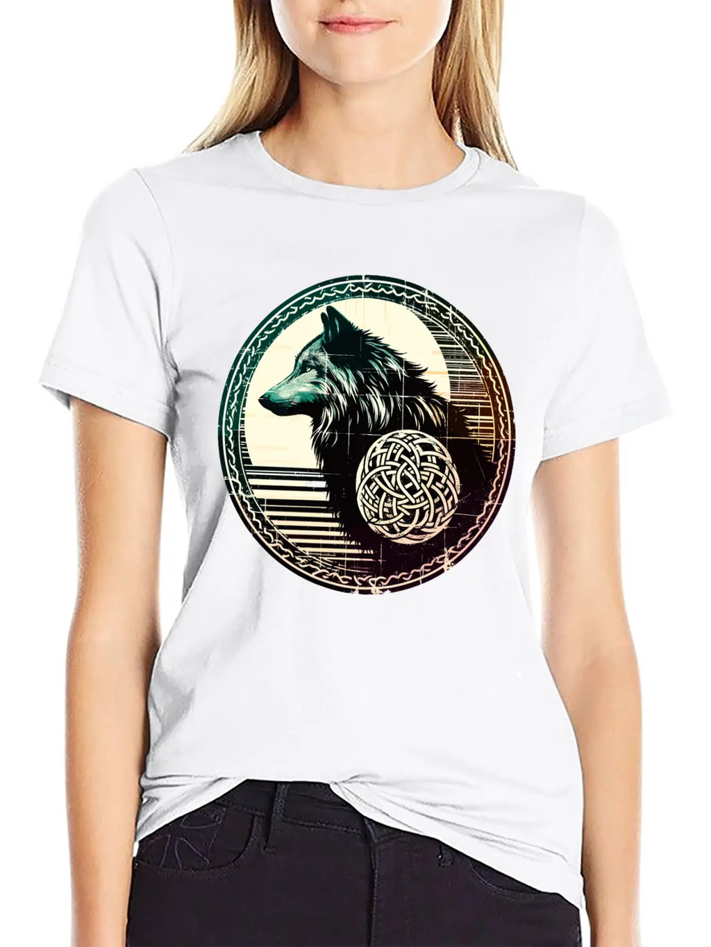 Retro Celtic Wolf Unisex Casual T-Shirt – Clean Design For Daily Comfort