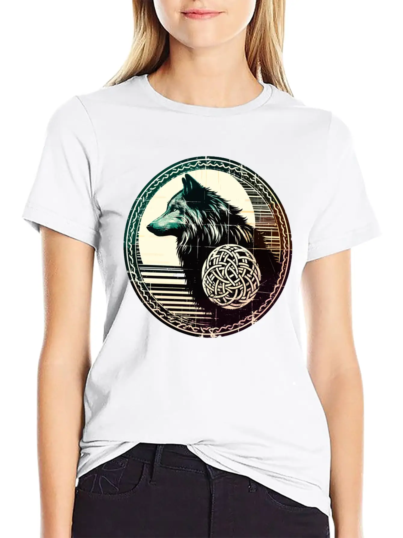 Retro Celtic Wolf Unisex Casual T-Shirt – Clean Design For Daily Comfort