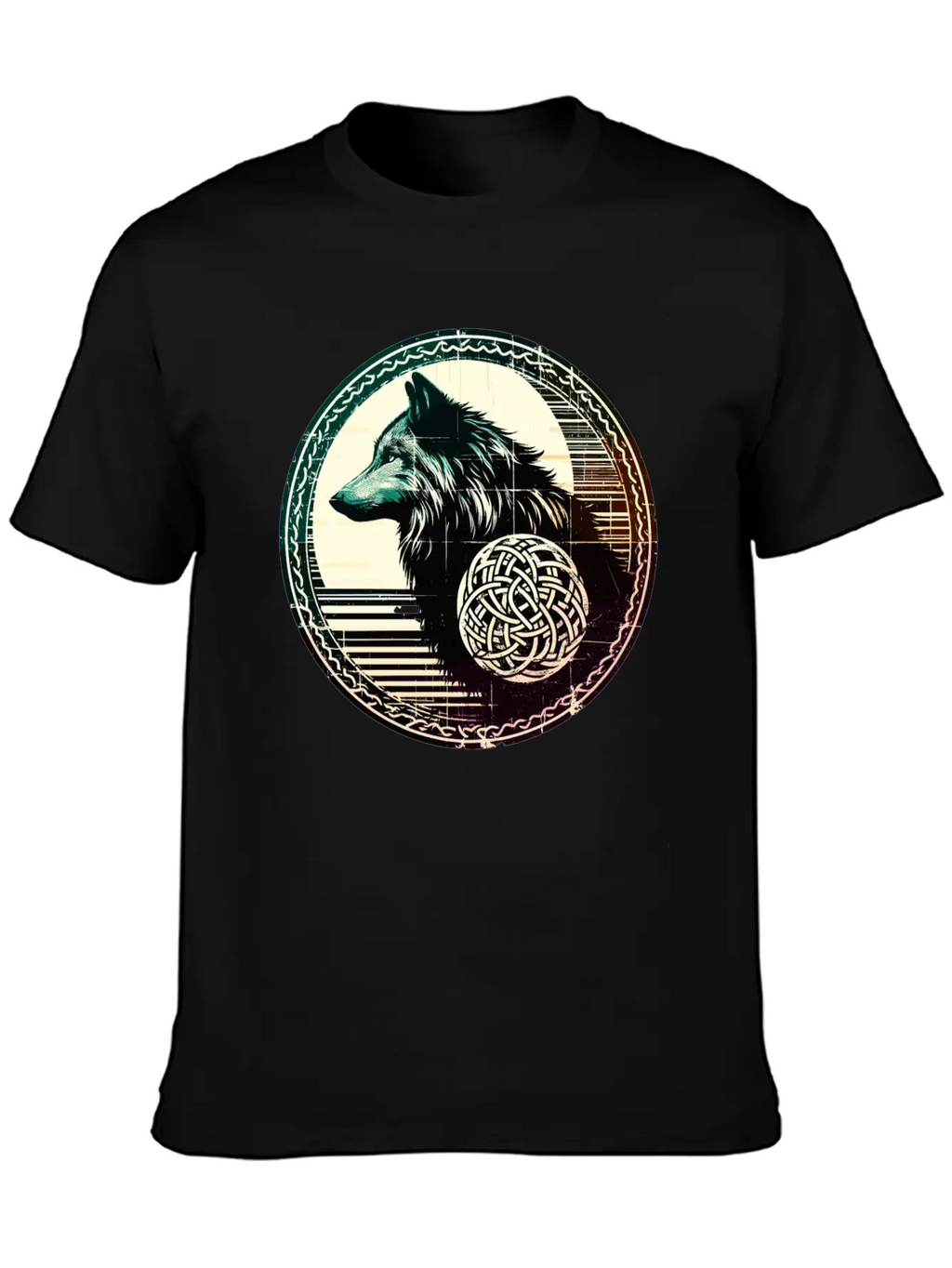 Retro Celtic Wolf Unisex Casual T-Shirt – Clean Design For Daily Comfort