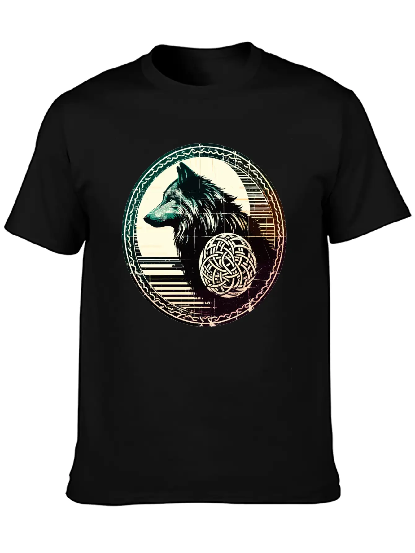 Retro Celtic Wolf Unisex Casual T-Shirt – Clean Design For Daily Comfort