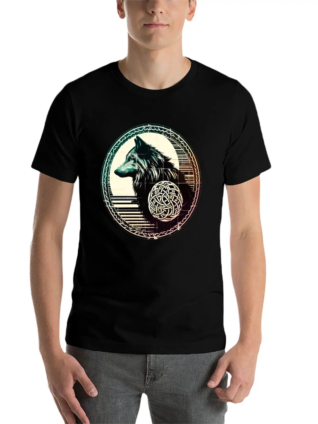 Retro Celtic Wolf Unisex Casual T-Shirt – Clean Design For Daily Comfort