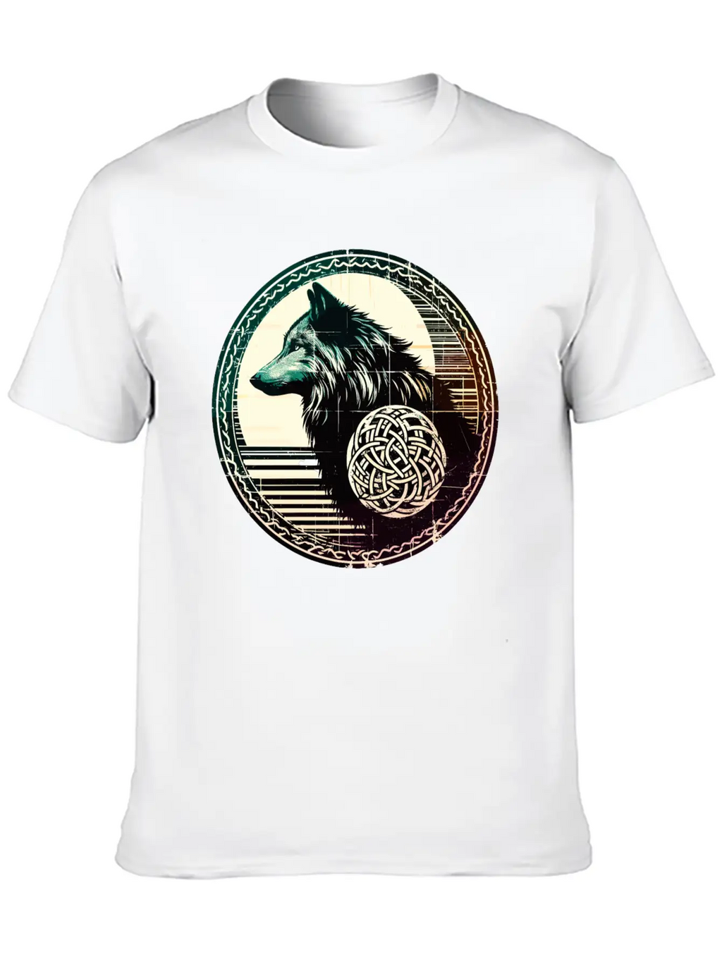 Retro Celtic Wolf Unisex Casual T-Shirt – Clean Design For Daily Comfort