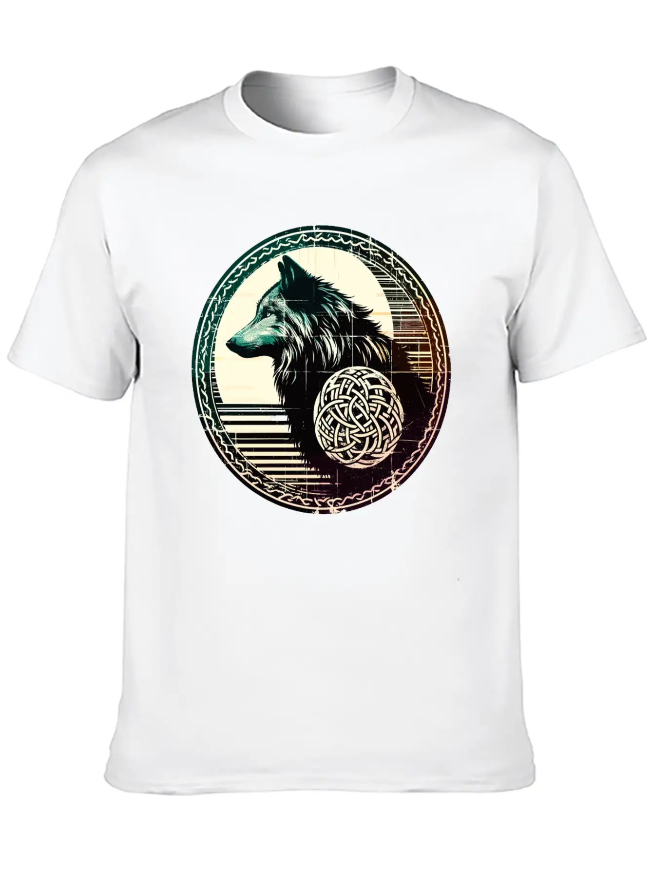 Retro Celtic Wolf Unisex Casual T-Shirt – Clean Design For Daily Comfort
