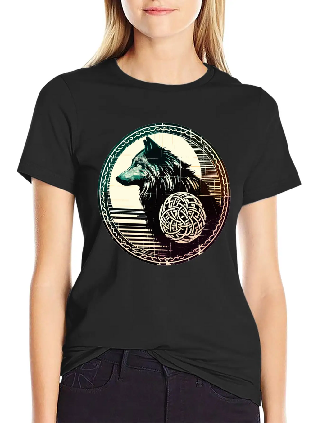 Retro Celtic Wolf Unisex Casual T-Shirt – Clean Design For Daily Comfort