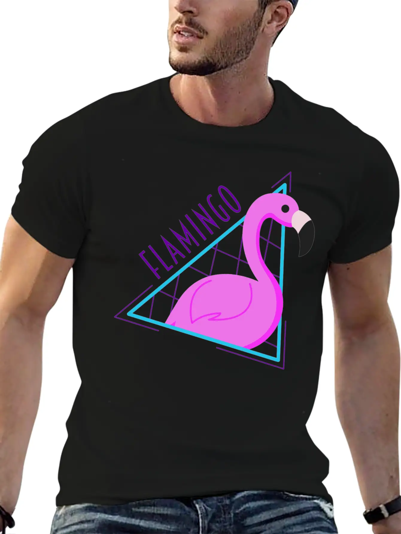 RETRO FLAMINGO Classic Fit Graphic Tee For Daily Comfort – Unisex Cotton Shirt