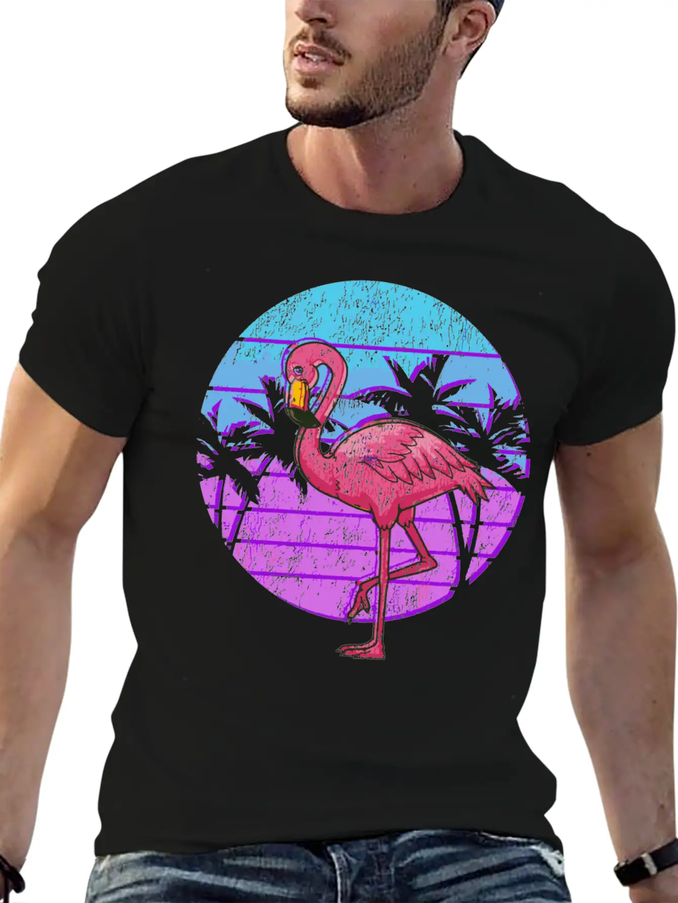 Retro Flamingo Japanese Otaku Grunge Aesthetic Vap Unisex Casual T-Shirt – Clean Design For Daily Comfort