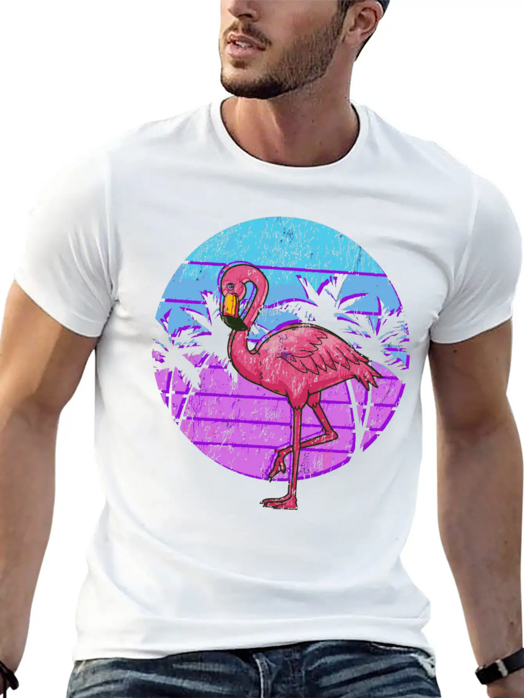 Retro Flamingo Japanese Otaku Grunge Aesthetic Vap Unisex Casual T-Shirt – Clean Design For Daily Comfort