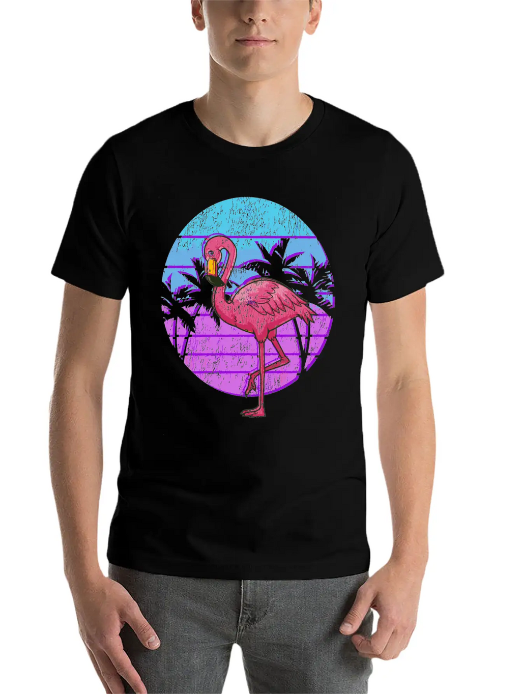 Retro Flamingo Japanese Otaku Grunge Aesthetic Vap Unisex Casual T-Shirt – Clean Design For Daily Comfort