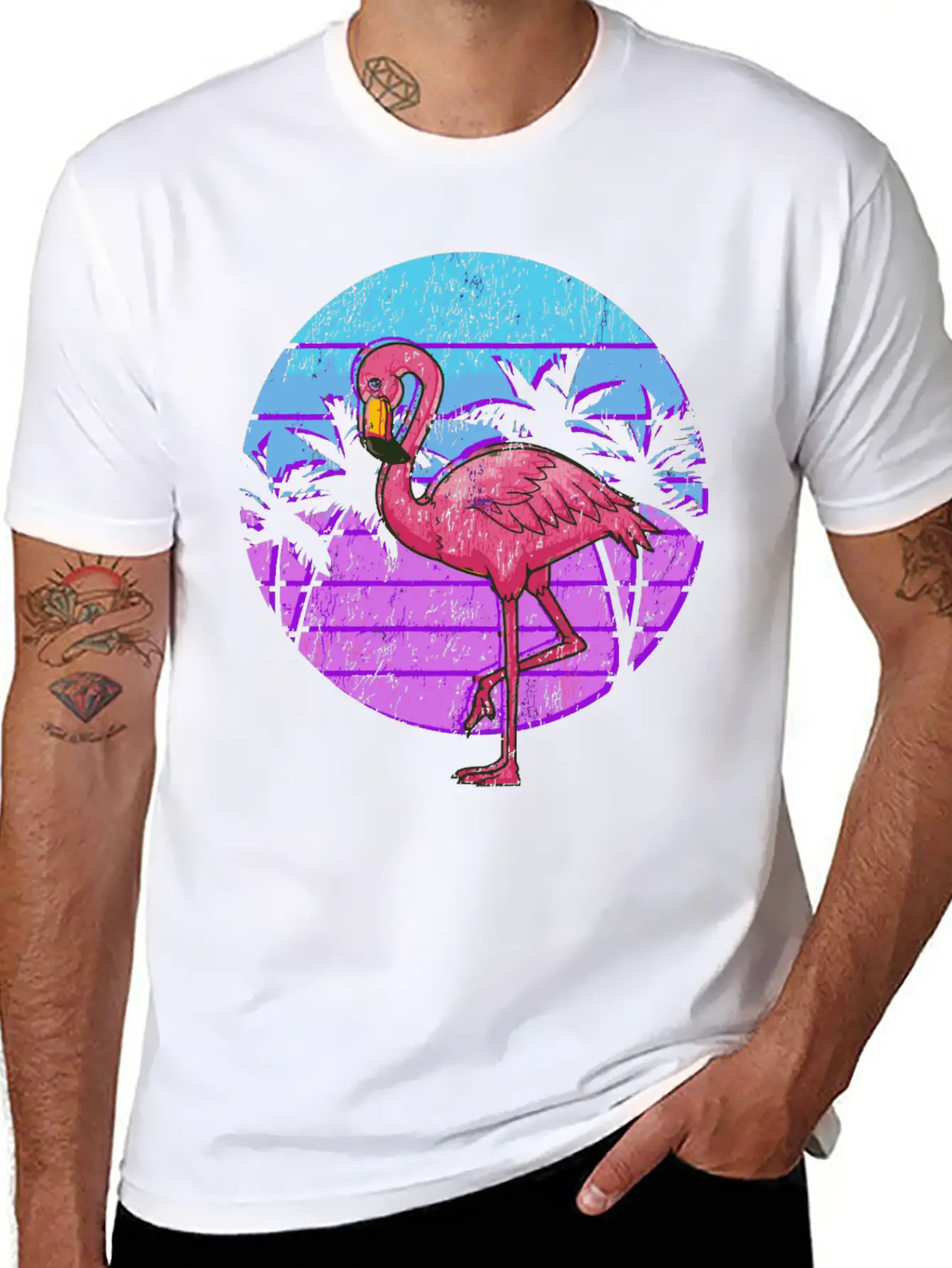 Retro Flamingo Japanese Otaku Grunge Aesthetic Vap Unisex Casual T-Shirt – Clean Design For Daily Comfort