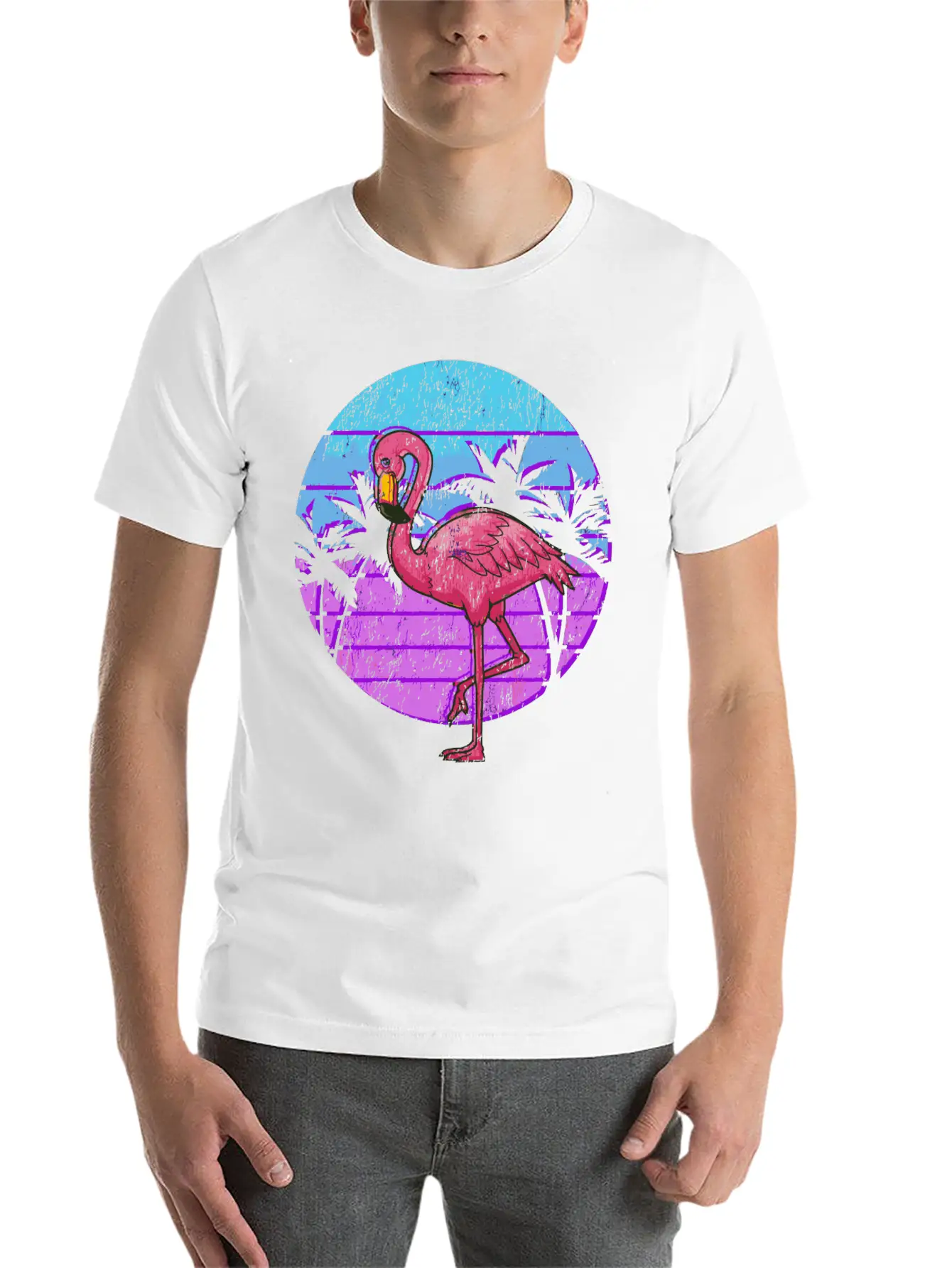 Retro Flamingo Japanese Otaku Grunge Aesthetic Vap Unisex Casual T-Shirt – Clean Design For Daily Comfort