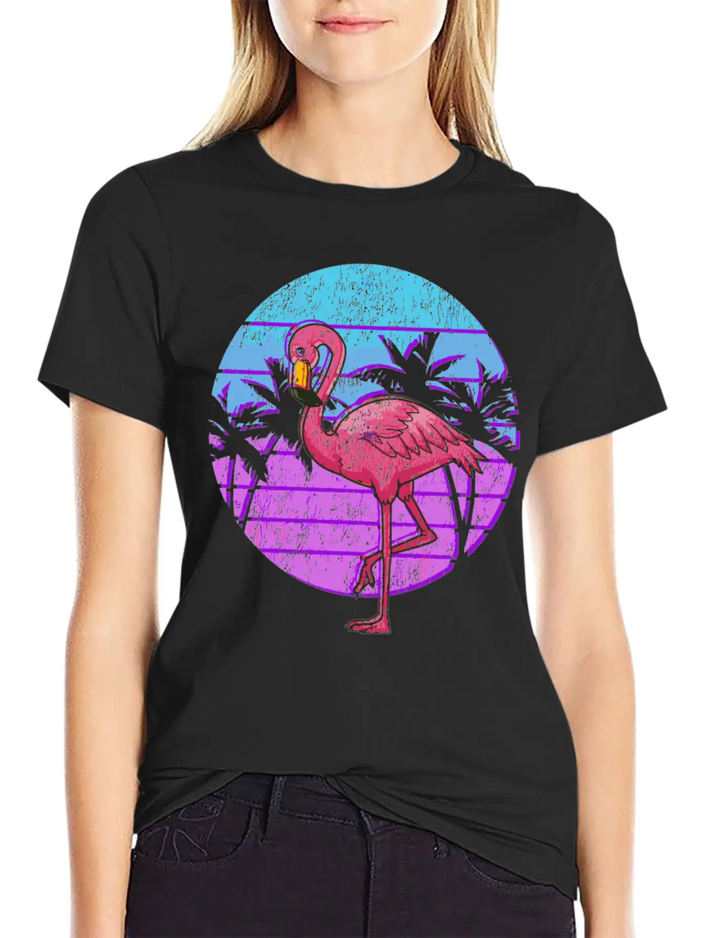 Retro Flamingo Japanese Otaku Grunge Aesthetic Vap Unisex Casual T-Shirt – Clean Design For Daily Comfort