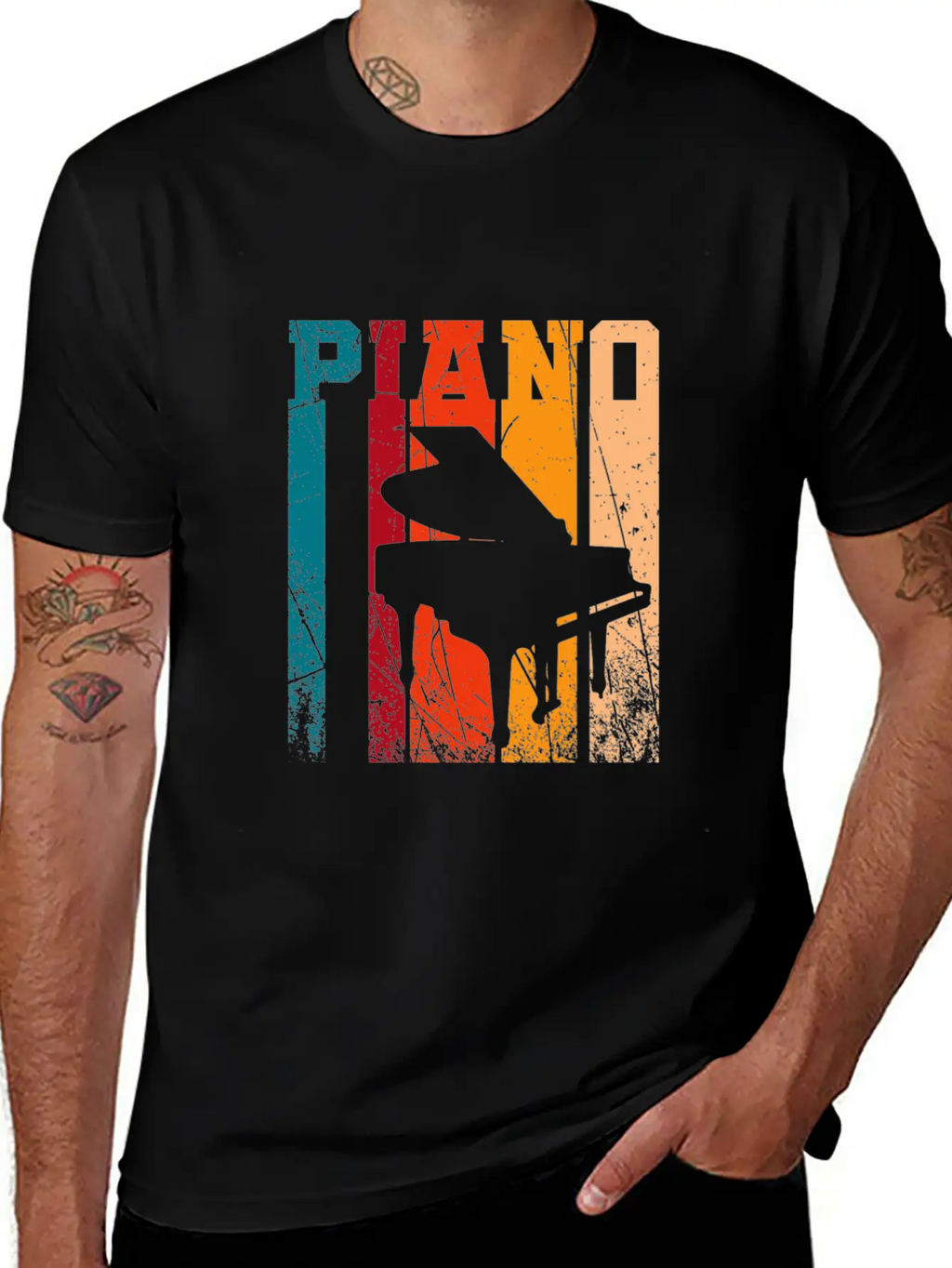 Retro Grand Piano Essential Cotton Tee For Daily Outfits – Unisex Style