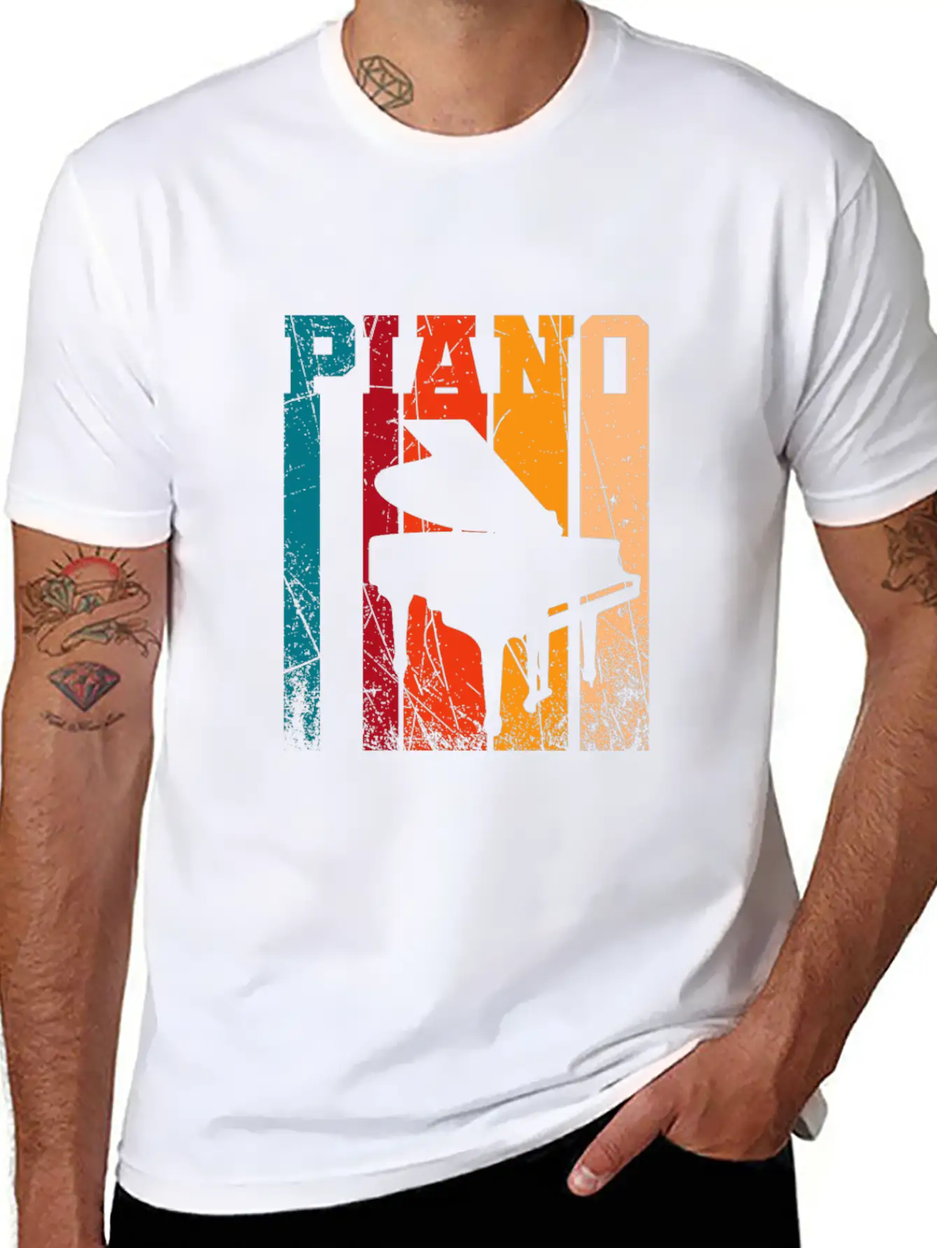 Retro Grand Piano Essential Cotton Tee For Daily Outfits – Unisex Style