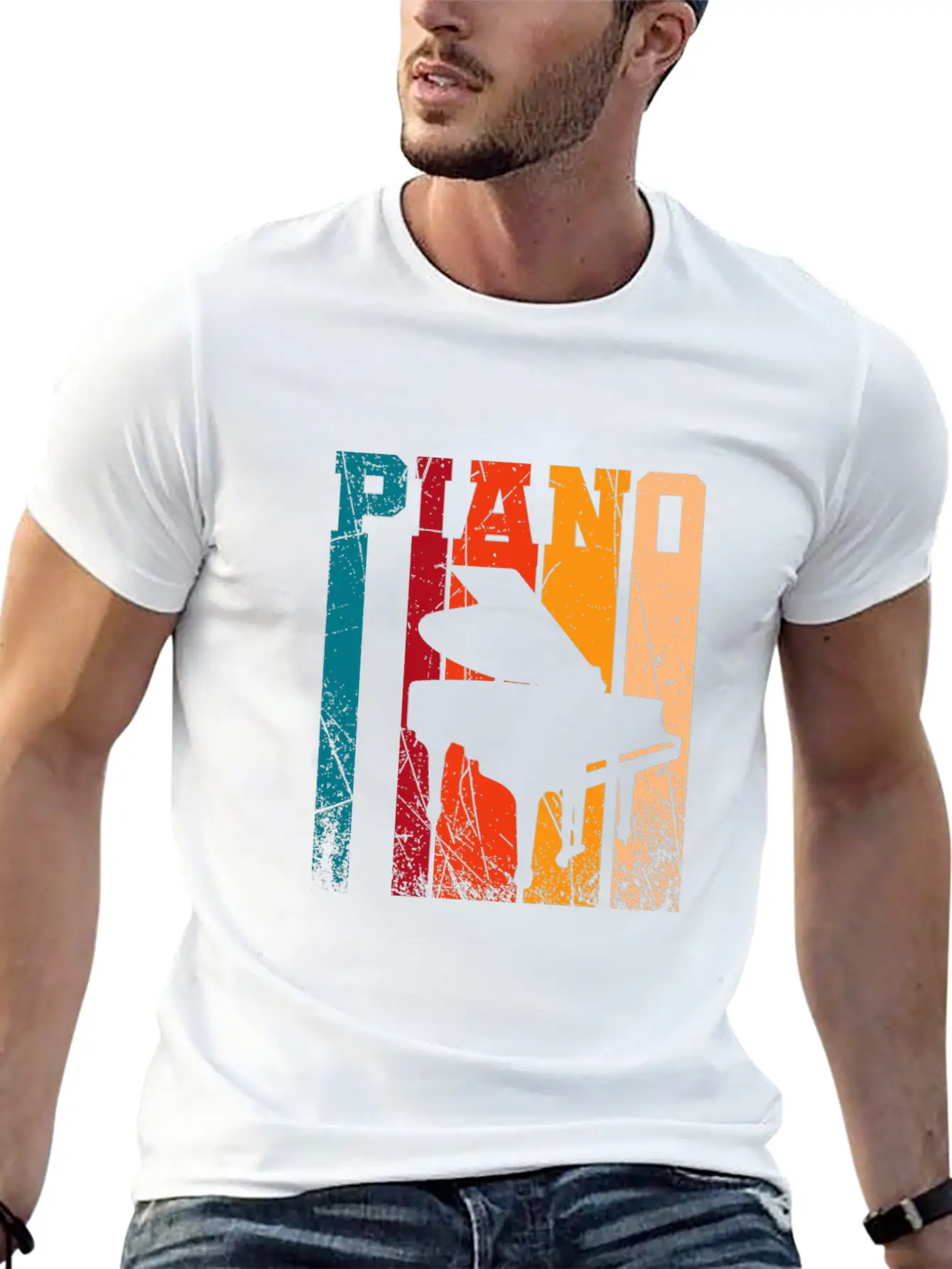 Retro Grand Piano Essential Cotton Tee For Daily Outfits – Unisex Style