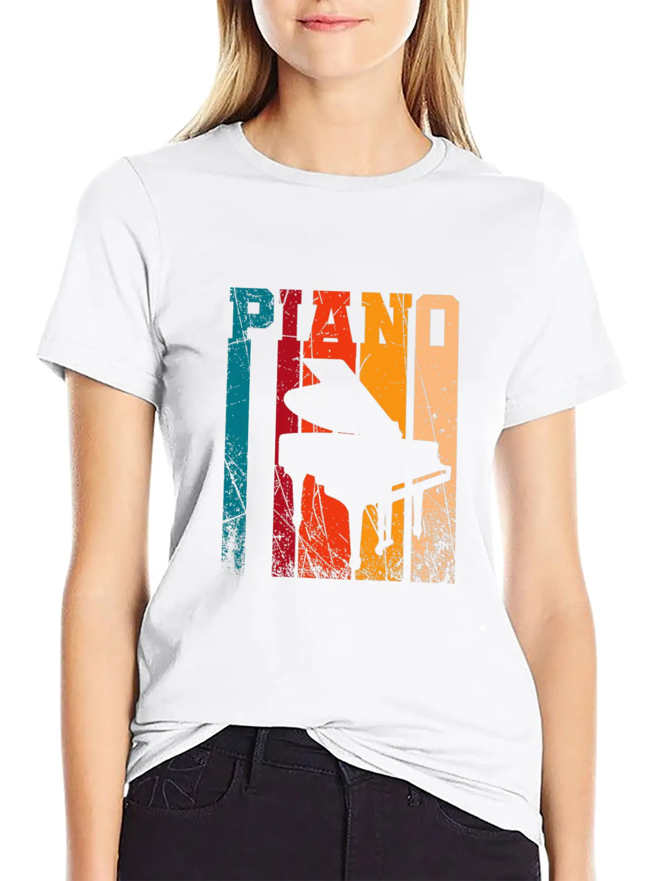 Retro Grand Piano Essential Cotton Tee For Daily Outfits – Unisex Style