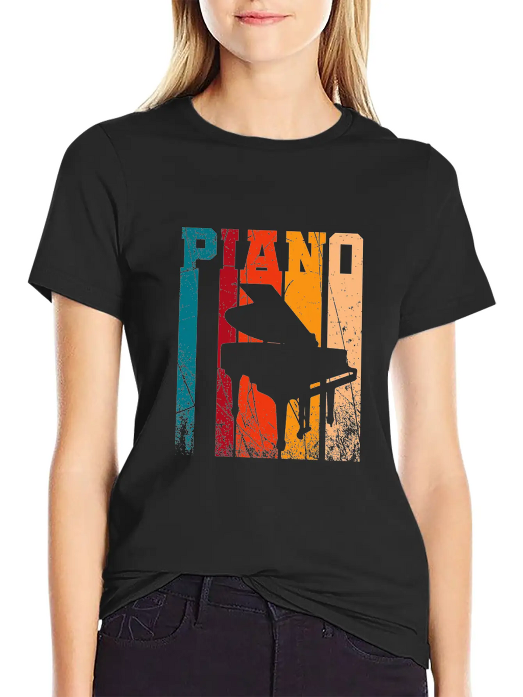 Retro Grand Piano Essential Cotton Tee For Daily Outfits – Unisex Style