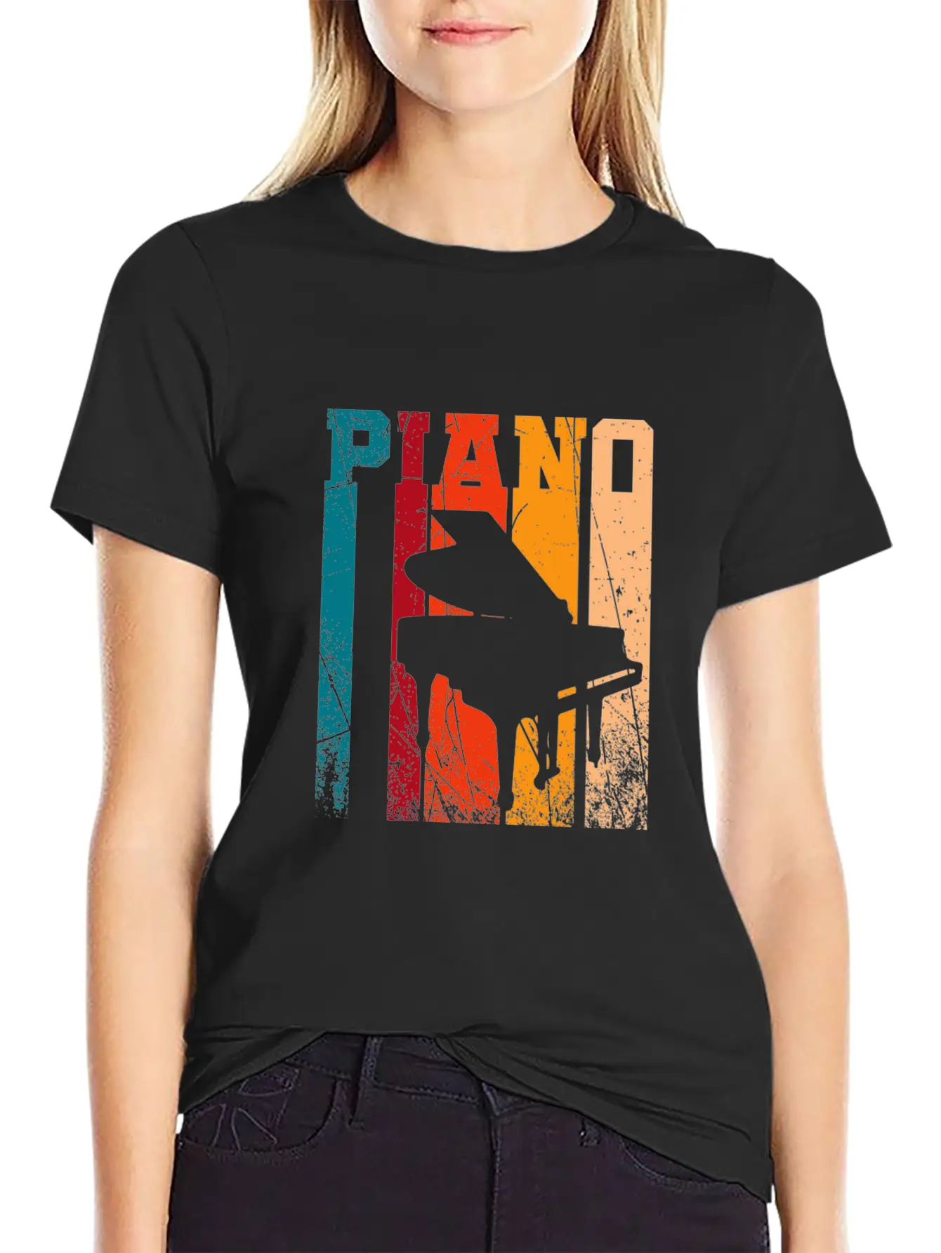 Retro Grand Piano Essential Cotton Tee For Daily Outfits – Unisex Style