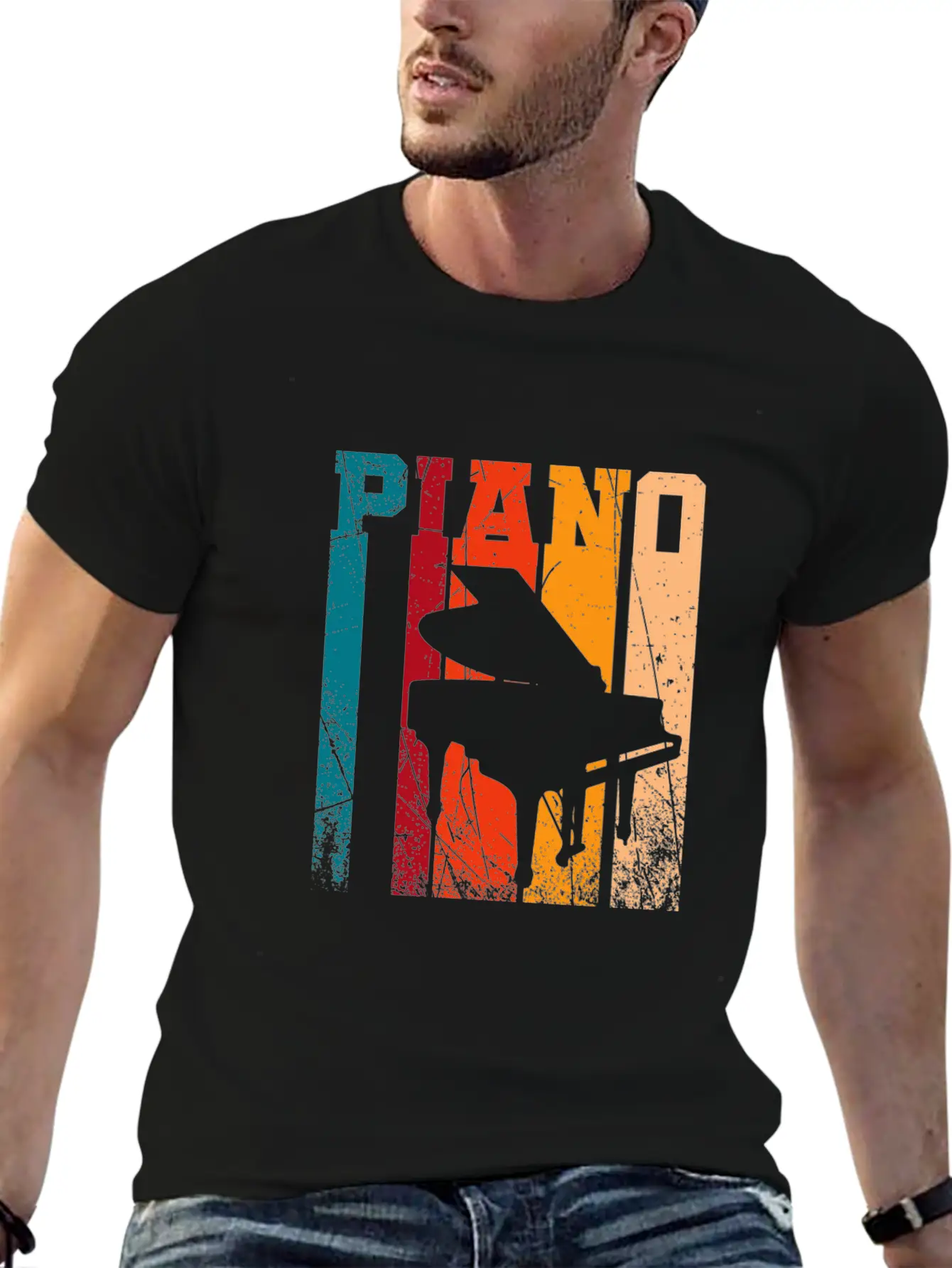 Retro Grand Piano Essential Cotton Tee For Daily Outfits – Unisex Style