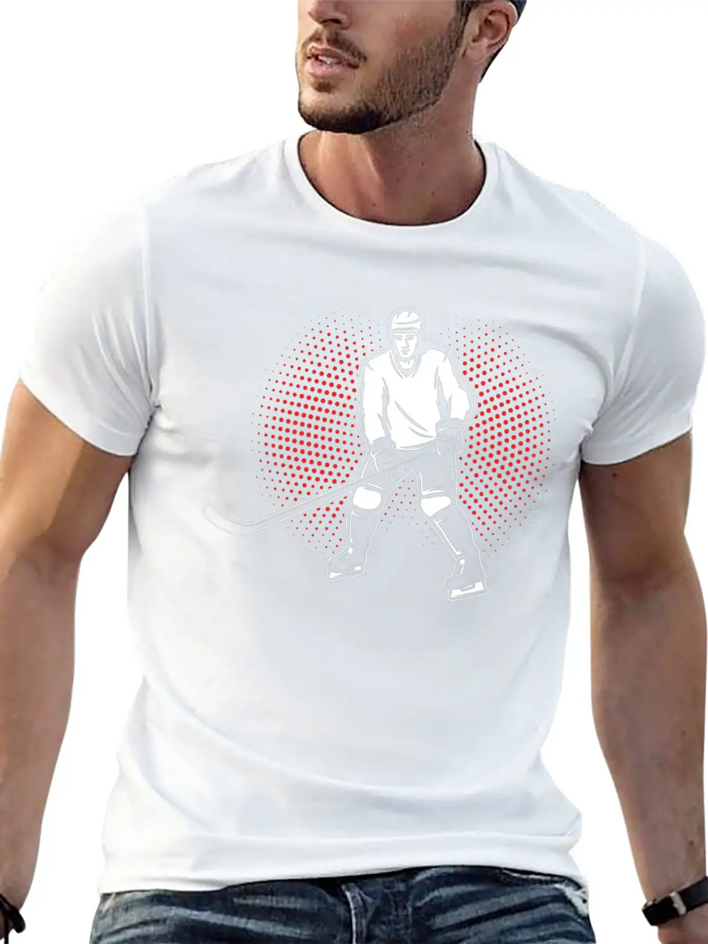 Retro Ice Hockey Player Unisex Casual T-Shirt – Clean Design For Daily Comfort