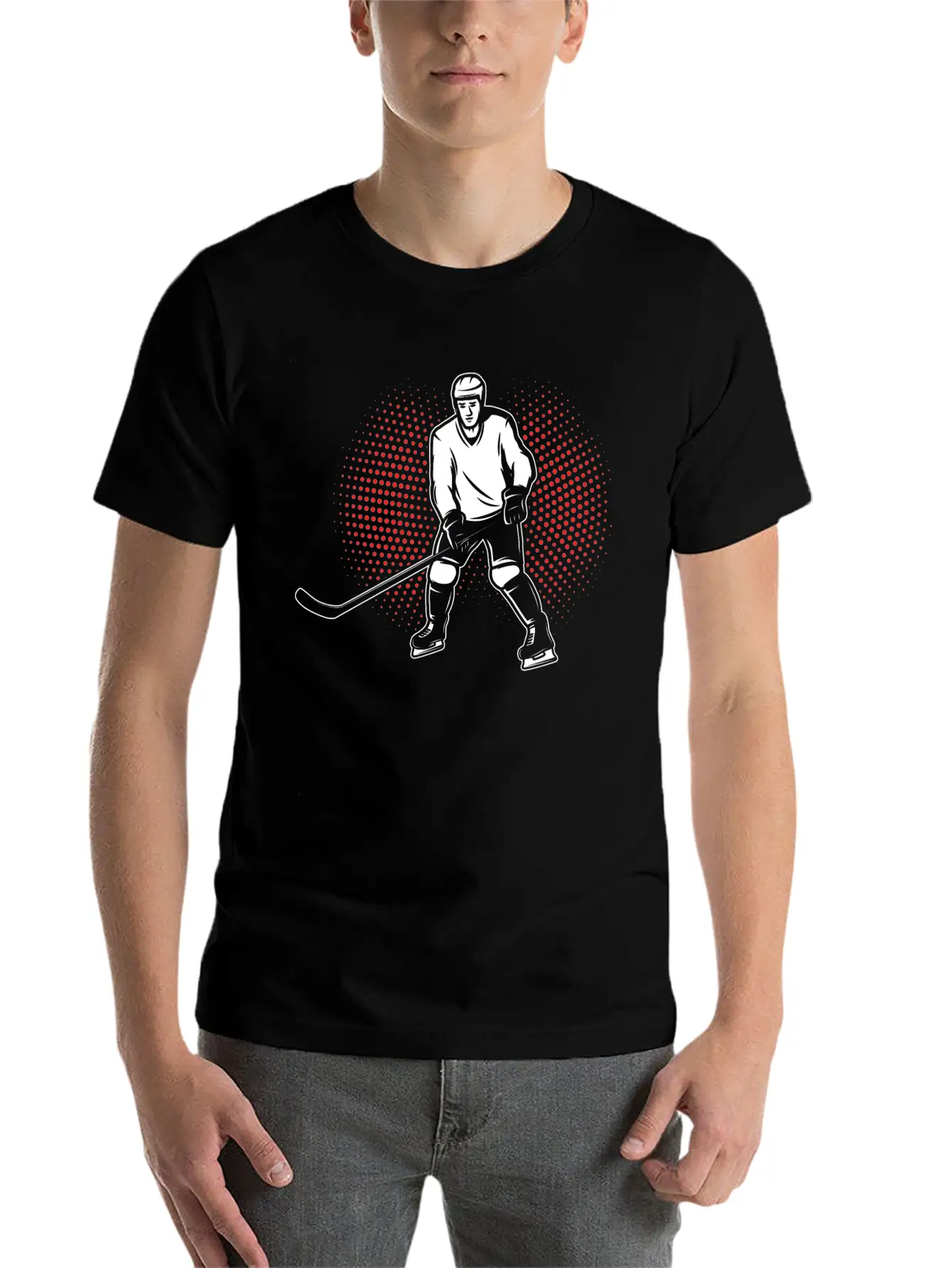 Retro Ice Hockey Player Unisex Casual T-Shirt – Clean Design For Daily Comfort