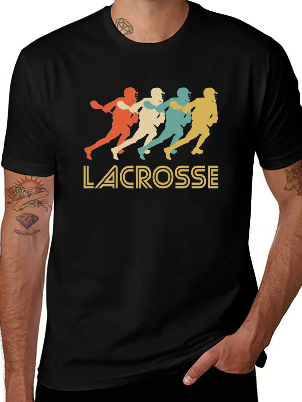 Retro Lacrosse Pop Art Unisex Short Sleeve Soft Cotton T-Shirt – Casual Everyday Wear