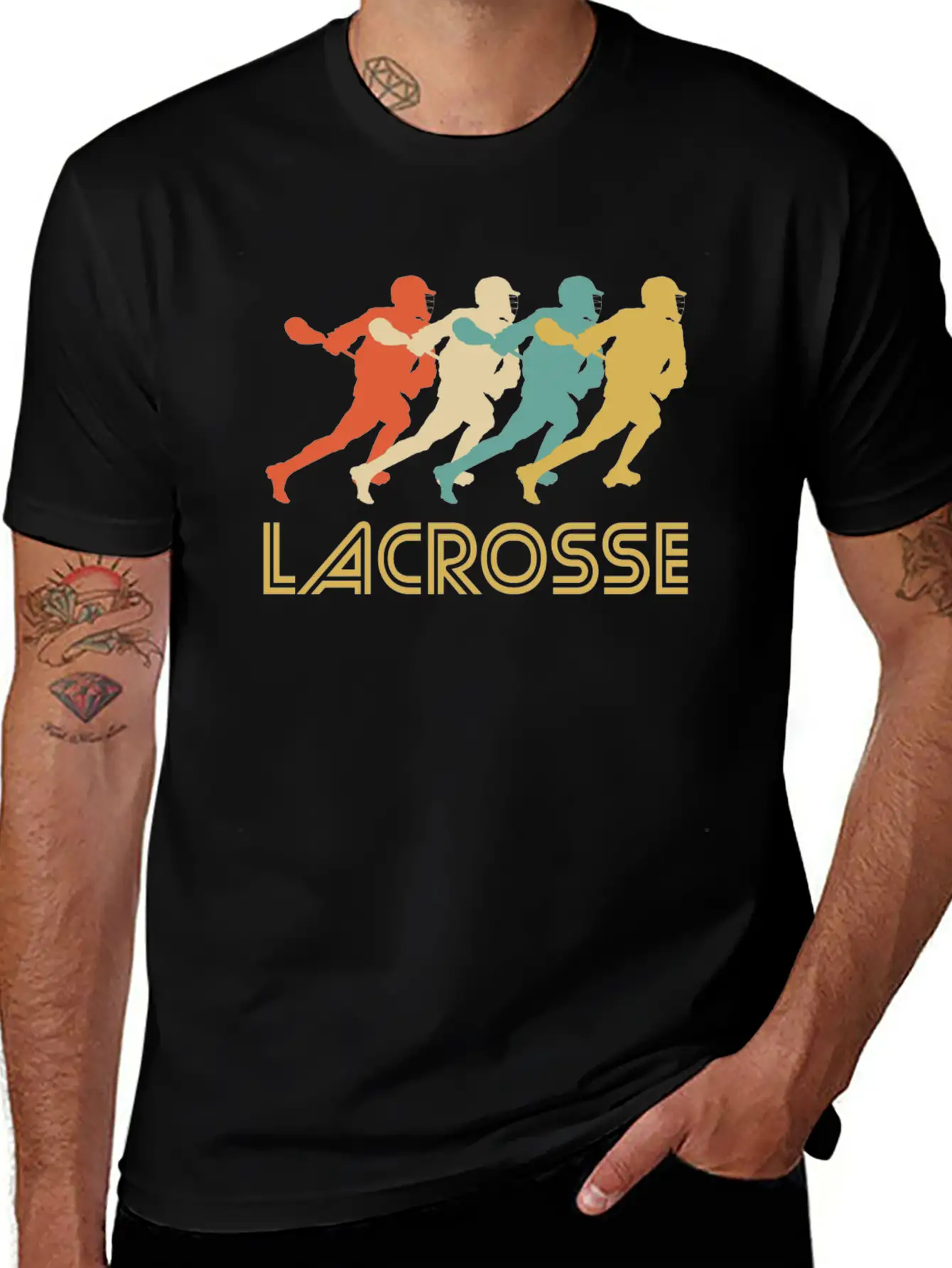 Retro Lacrosse Pop Art Unisex Short Sleeve Soft Cotton T-Shirt – Casual Everyday Wear