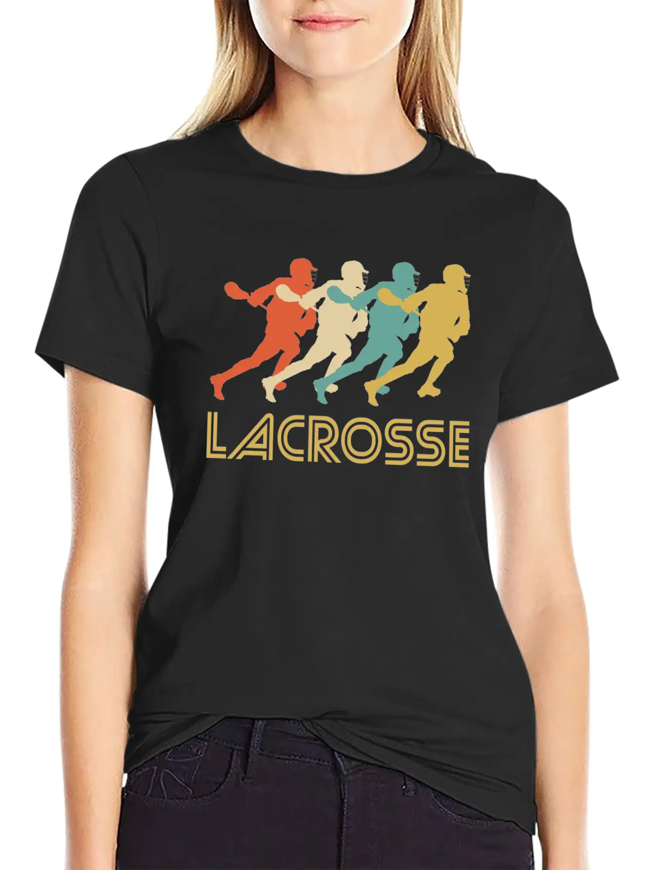 Retro Lacrosse Pop Art Unisex Short Sleeve Soft Cotton T-Shirt – Casual Everyday Wear