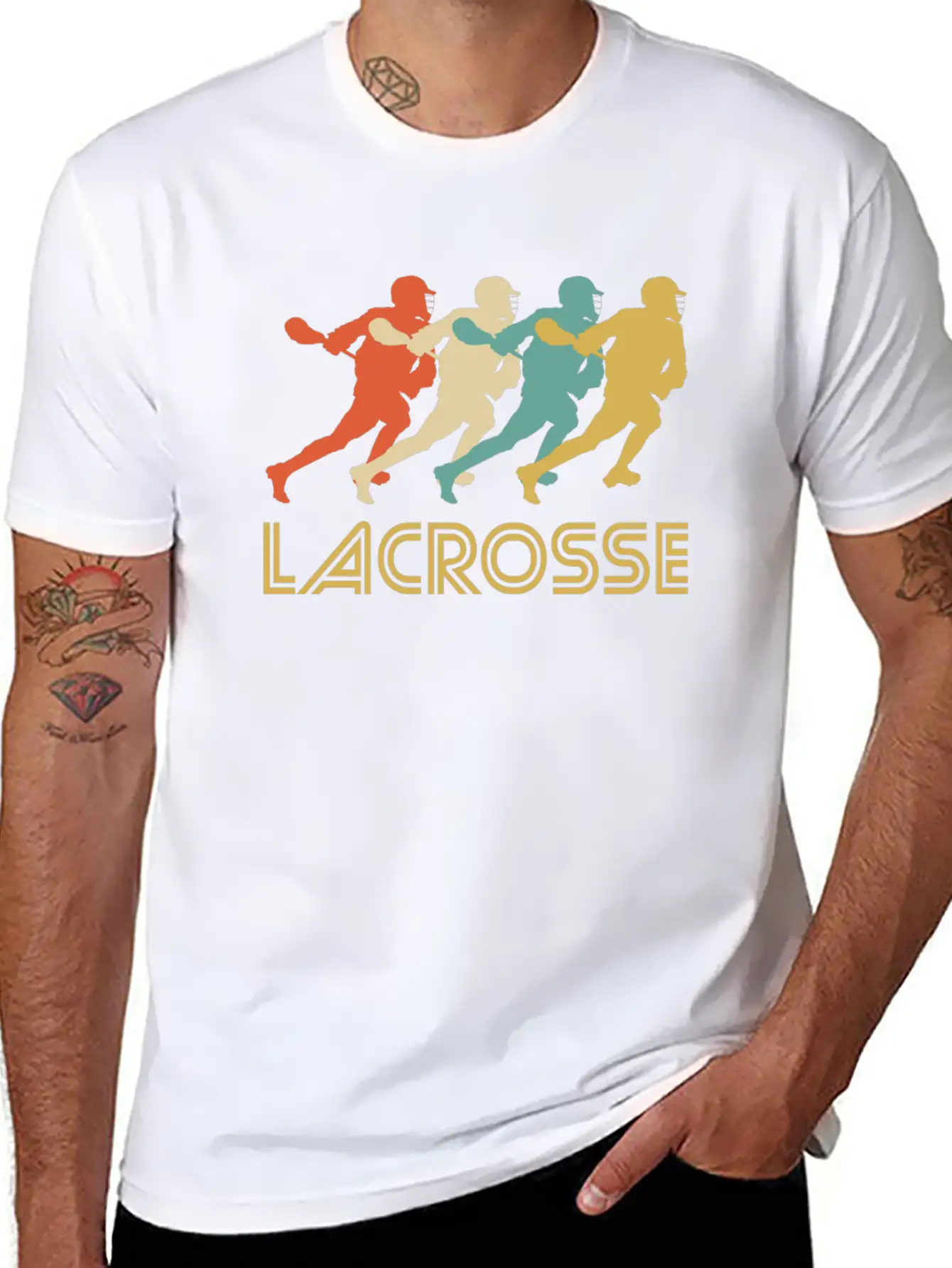 Retro Lacrosse Pop Art Unisex Short Sleeve Soft Cotton T-Shirt – Casual Everyday Wear
