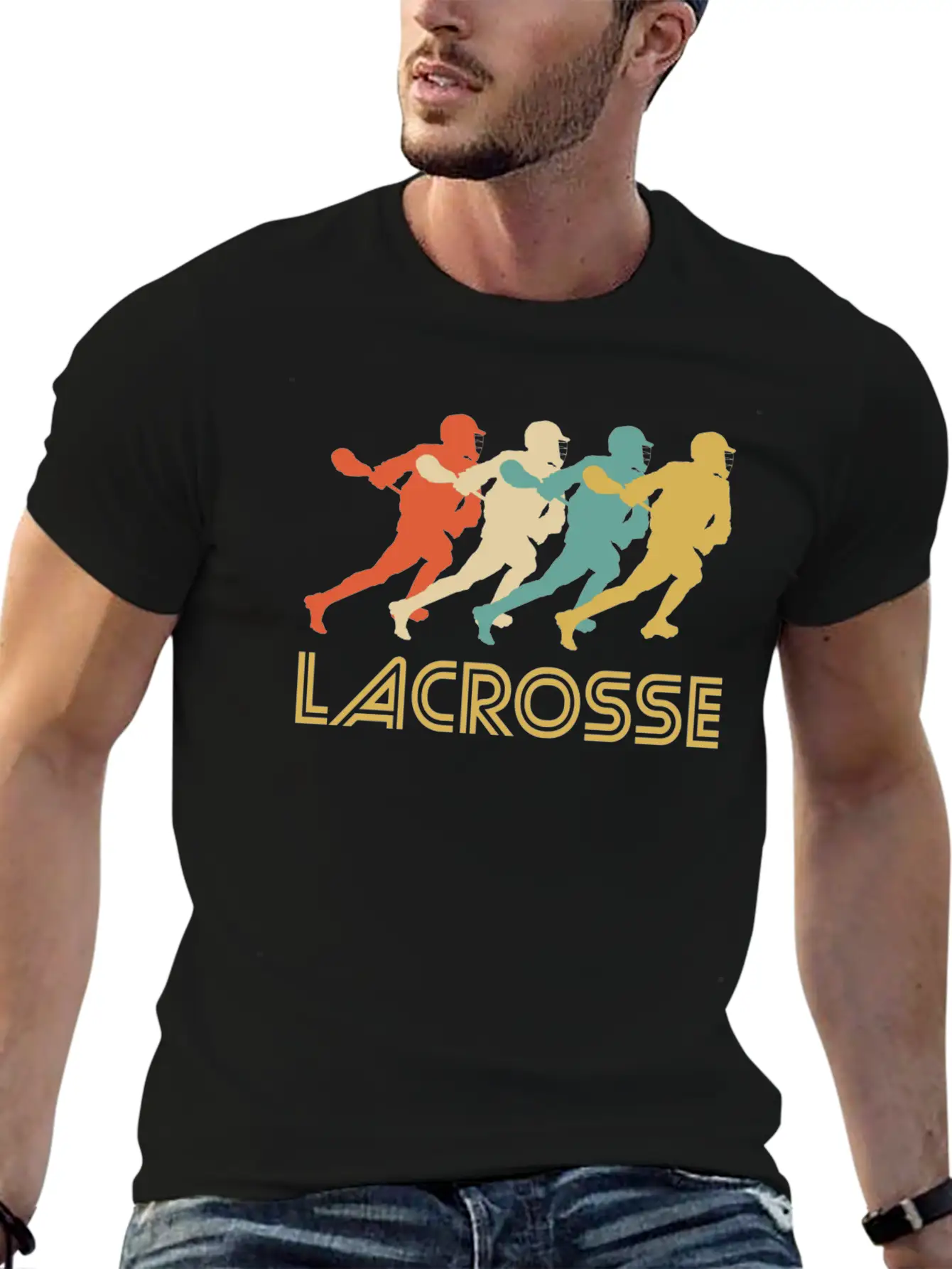 Retro Lacrosse Pop Art Unisex Short Sleeve Soft Cotton T-Shirt – Casual Everyday Wear